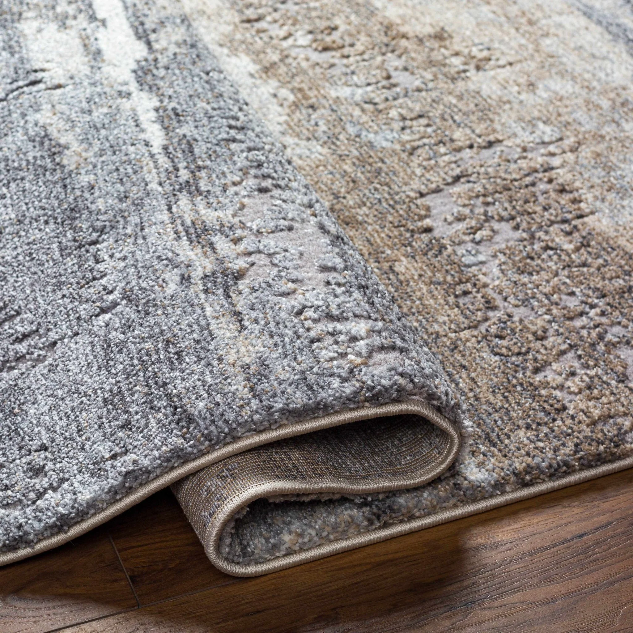 Modern Abstract Design Brown Machine Woven Rug - Image 4