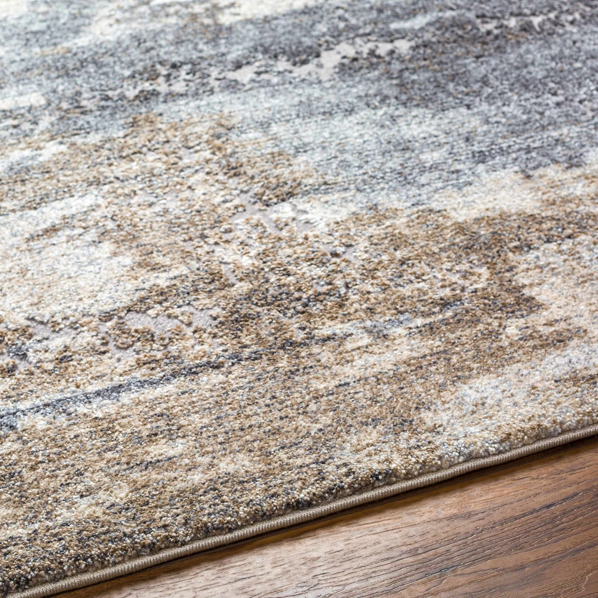 Modern Abstract Design Brown Machine Woven Rug - Image 5
