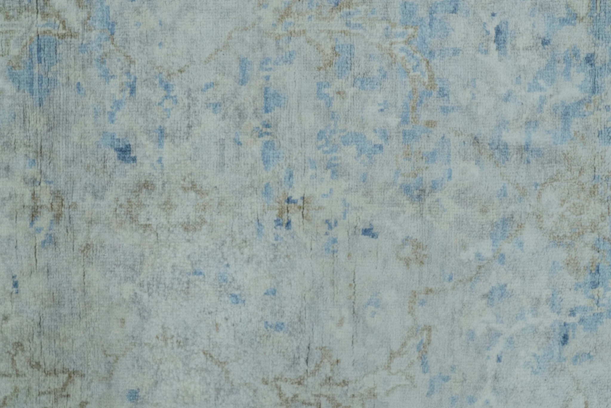 Modern Abstract Design Gray And Blue 10x13 Hand Knotted Bamboo Silk Area Rug - Image 4