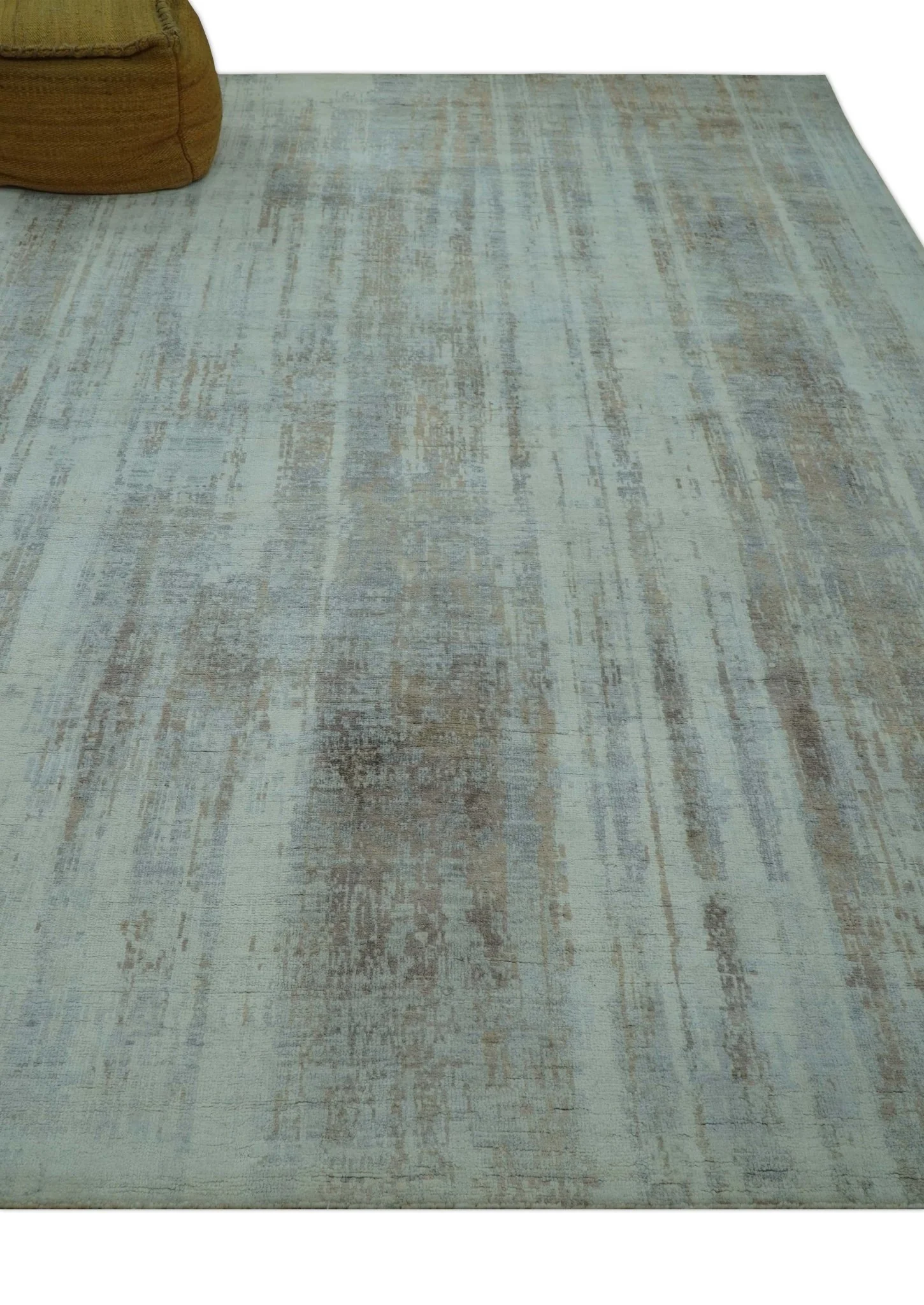 Modern Abstract Design Gray And Blue 8x10 Hand Knotted Bamboo Silk Area Rug - Image 10