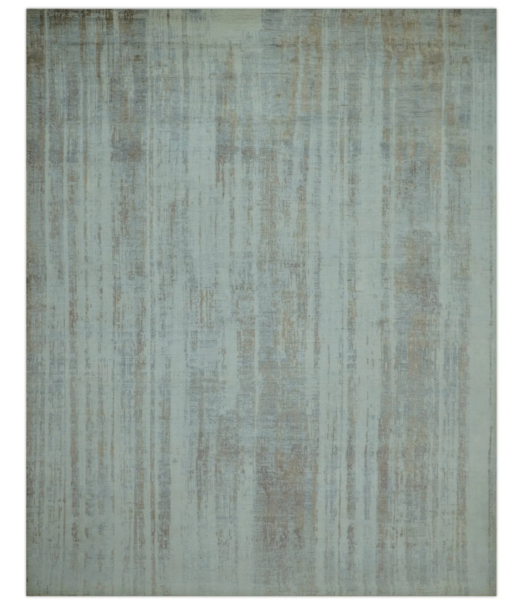 Modern Abstract Design Gray And Blue 8x10 Hand Knotted Bamboo Silk Area Rug - Image 11
