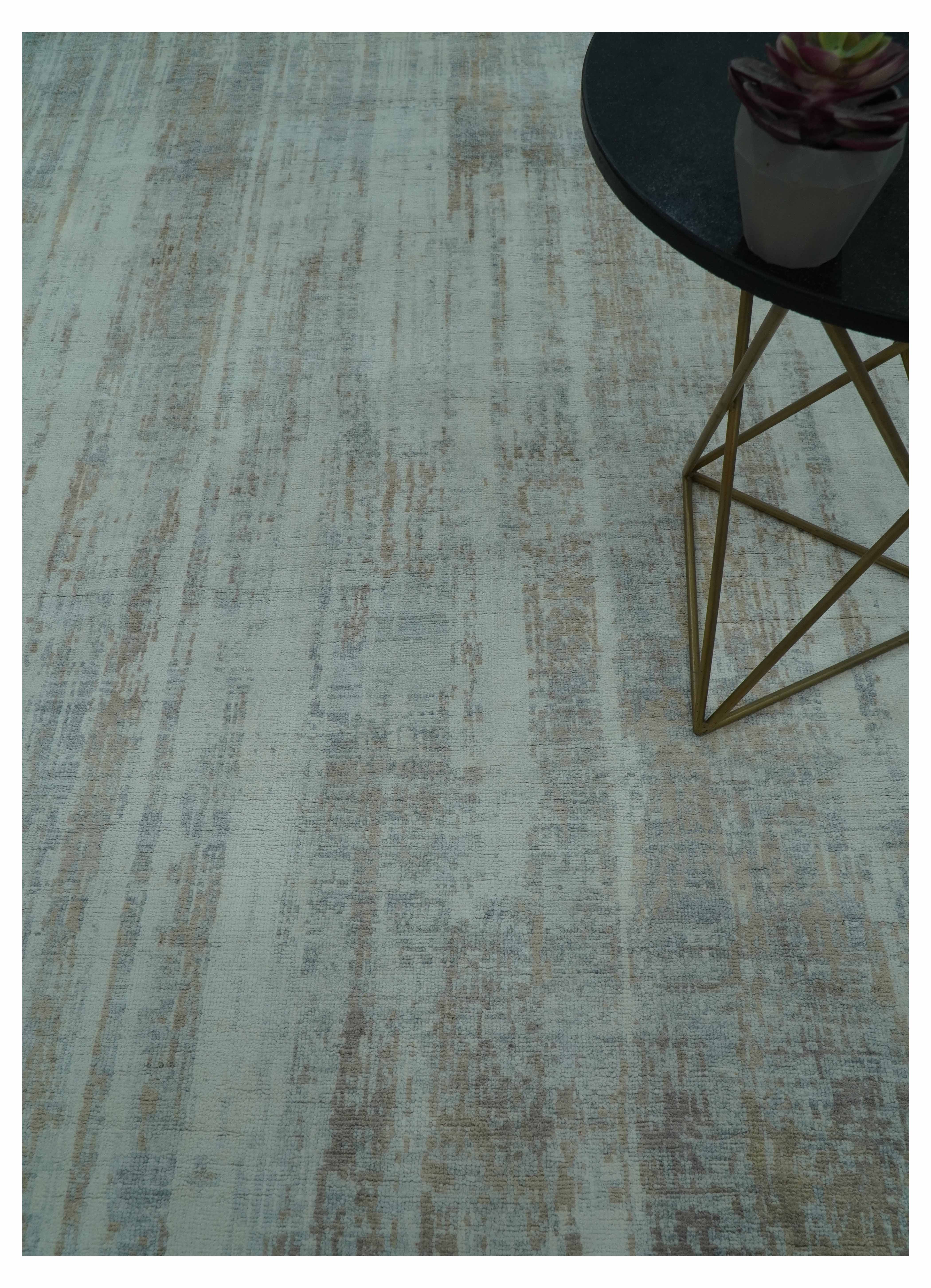 Modern Abstract Design Gray And Blue 8x10 Hand Knotted Bamboo Silk Area Rug - Image 2