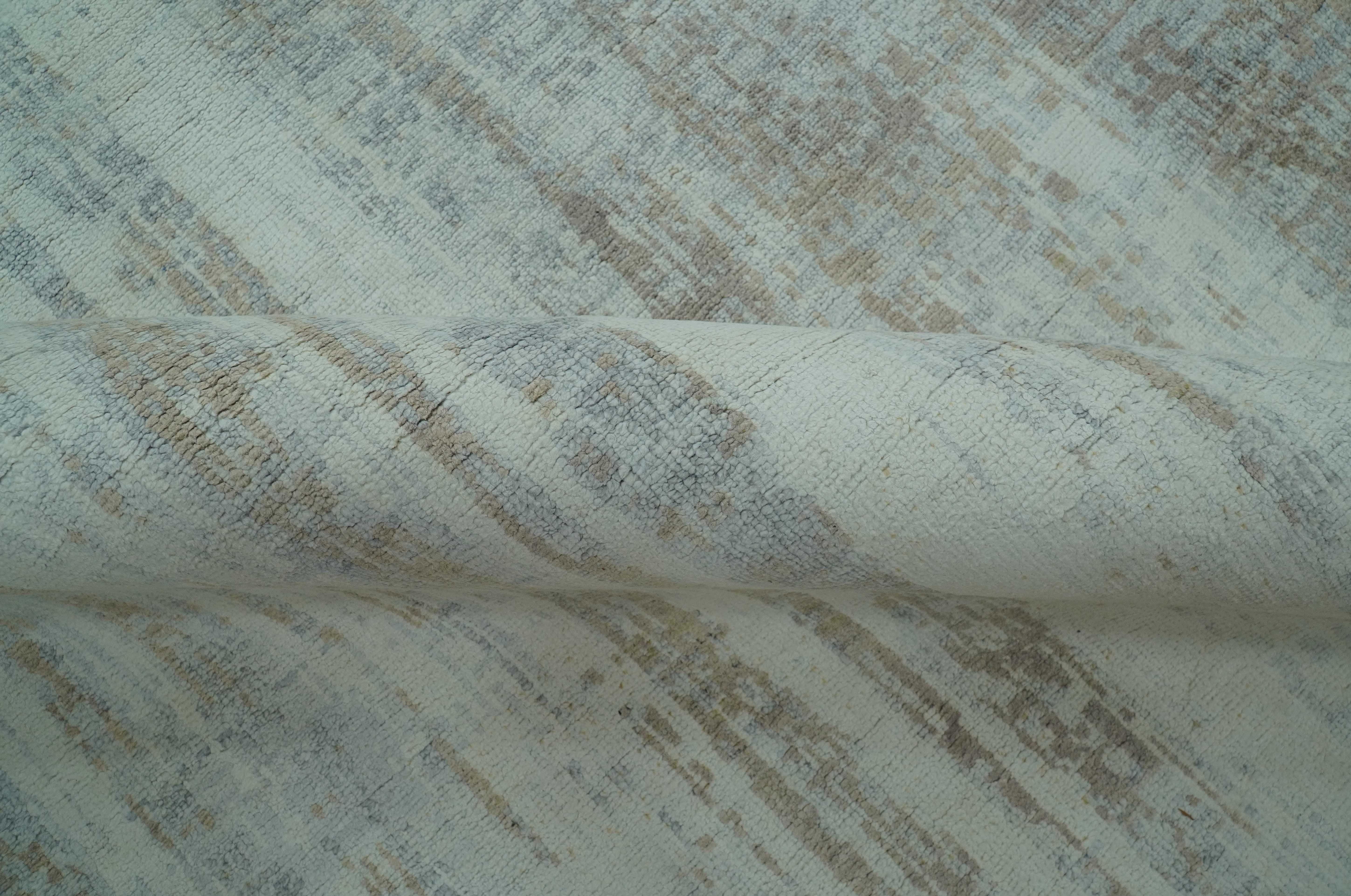 Modern Abstract Design Gray And Blue 8x10 Hand Knotted Bamboo Silk Area Rug - Image 7