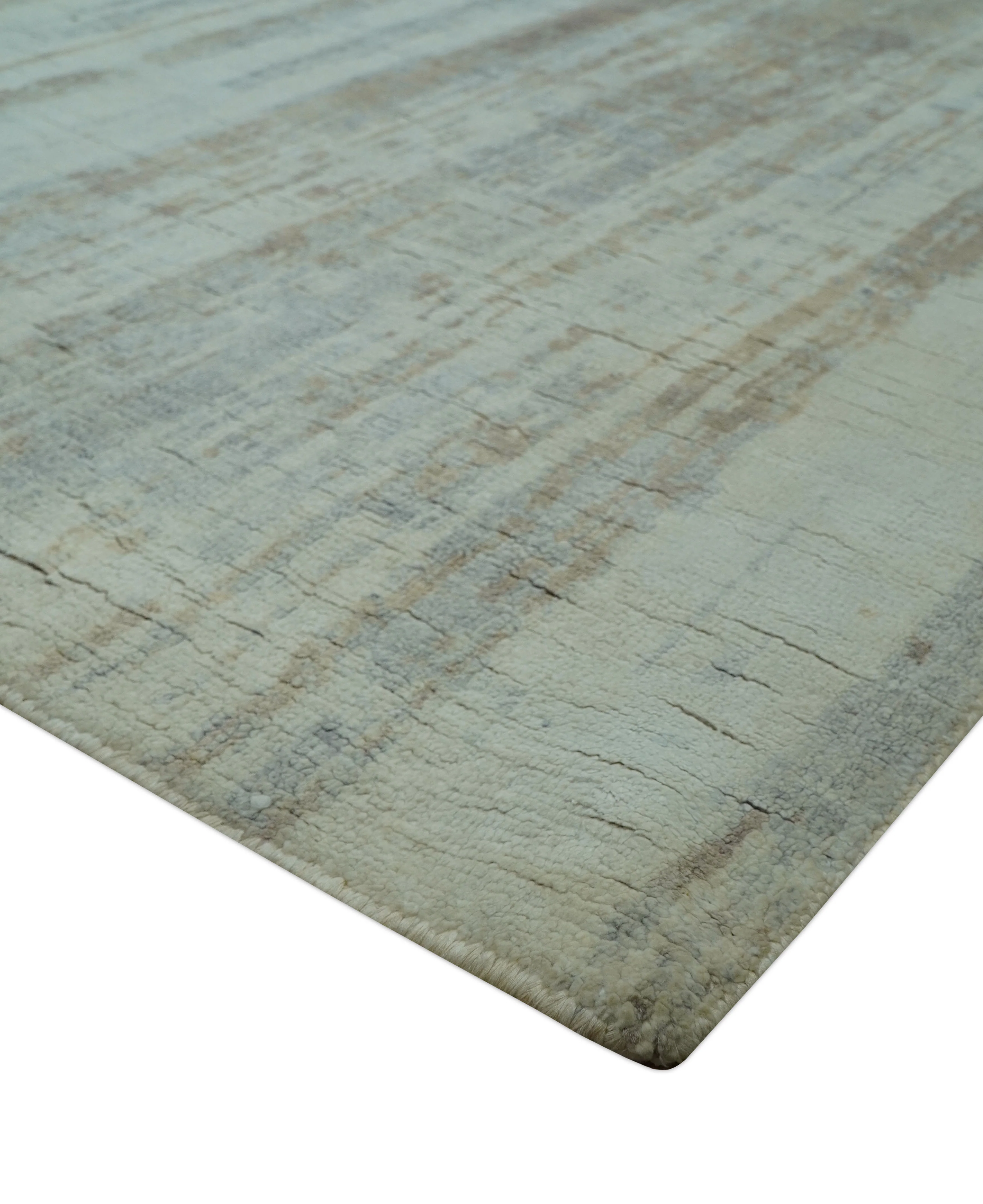 Modern Abstract Design Gray And Blue 8x10 Hand Knotted Bamboo Silk Area Rug - Image 9