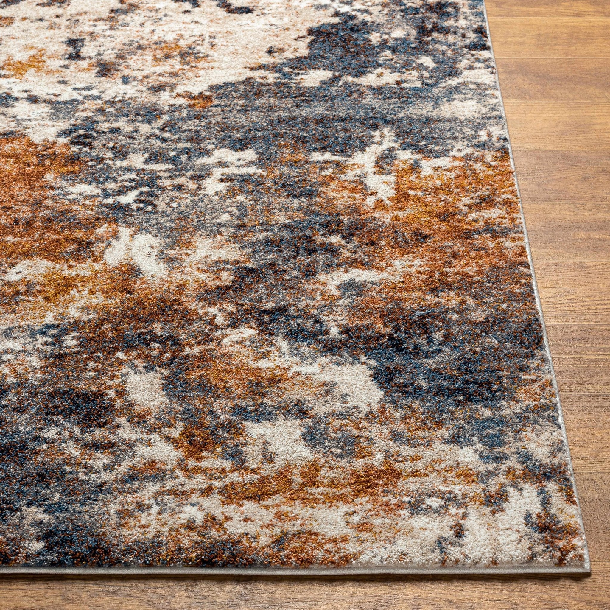 Modern Abstract Design Gray And Brown Machine Woven Rug - Image 5