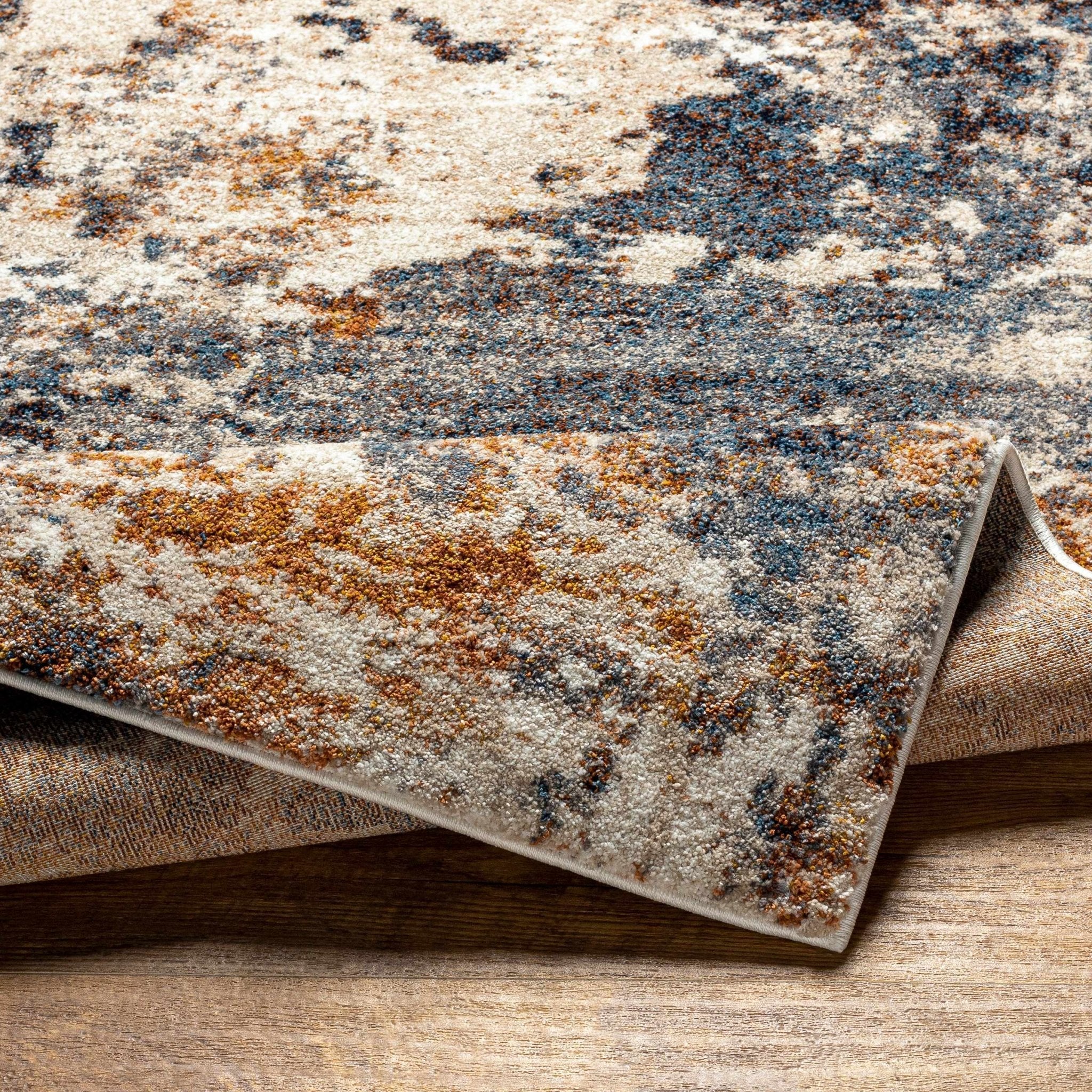 Modern Abstract Design Gray And Brown Machine Woven Rug - Image 6