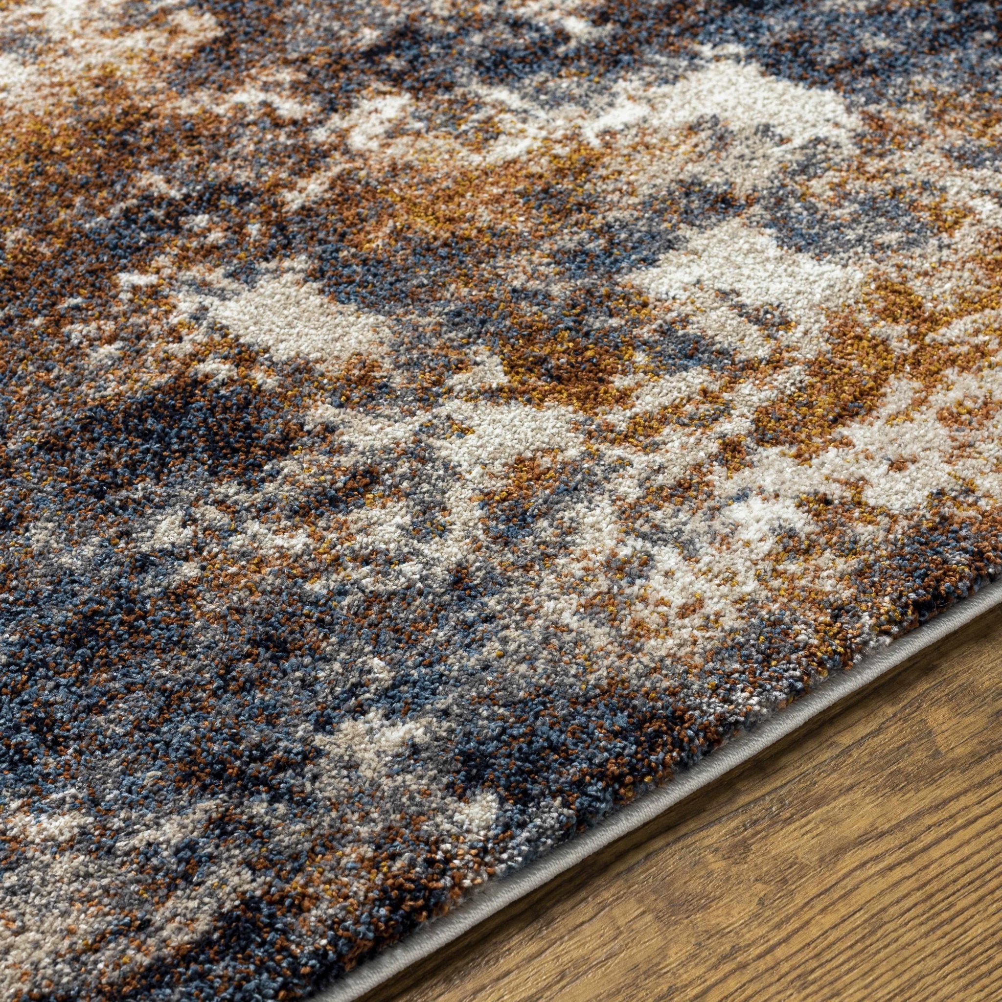 Modern Abstract Design Gray And Brown Machine Woven Rug - Image 7