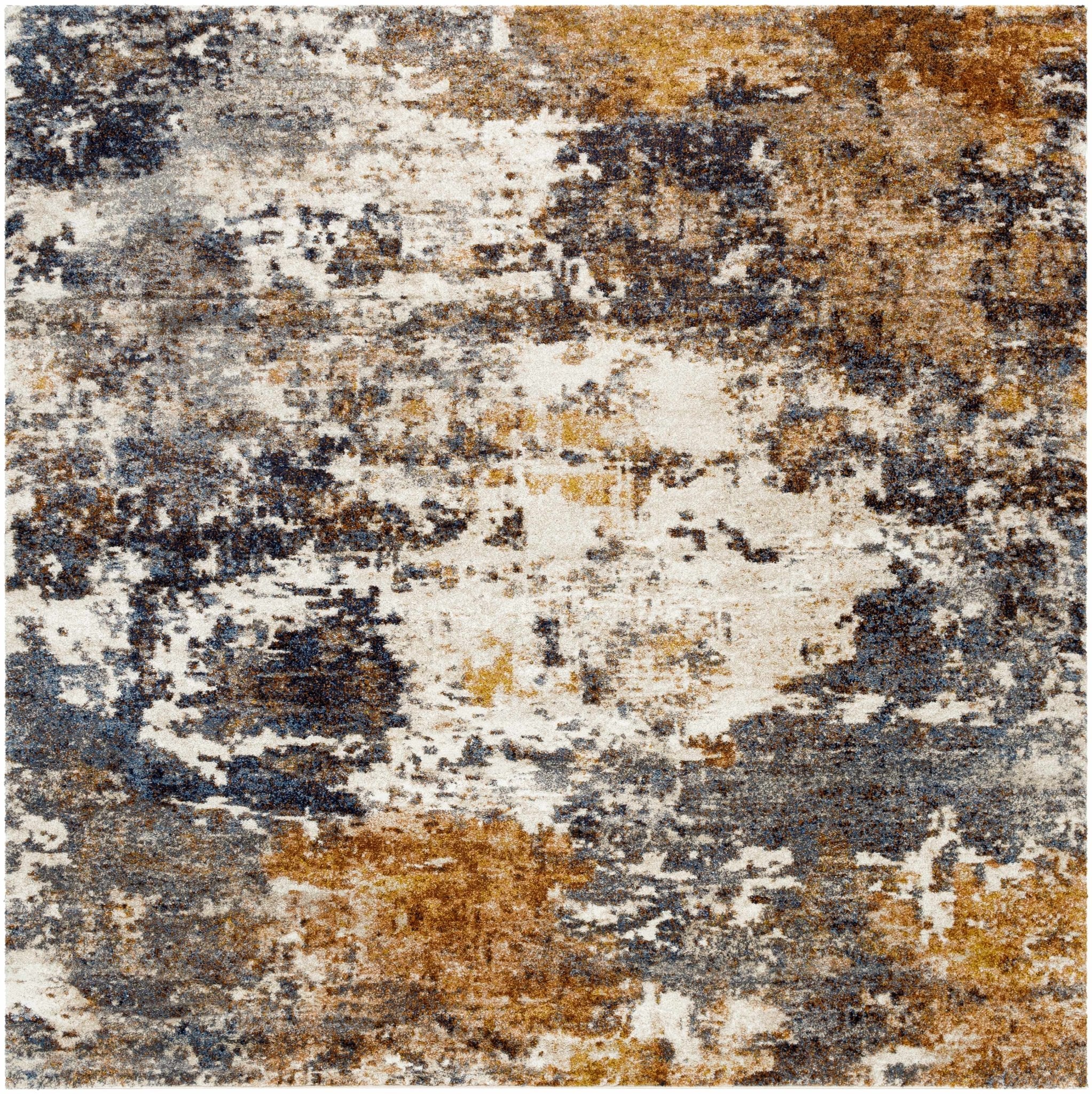 Modern Abstract Design Gray And Brown Machine Woven Rug - Image 8