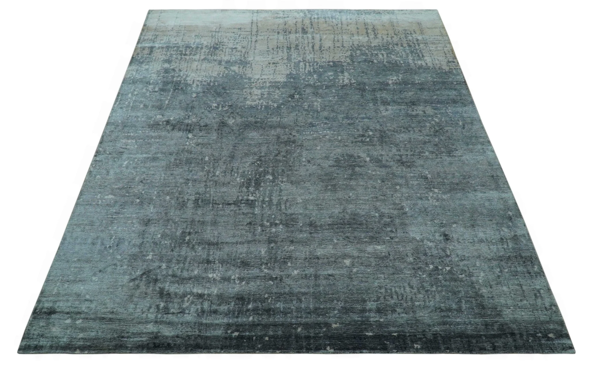 Modern Abstract Design Gray And Silver 9x11 Hand Knotted Bamboo Silk Area Rug - Image 11