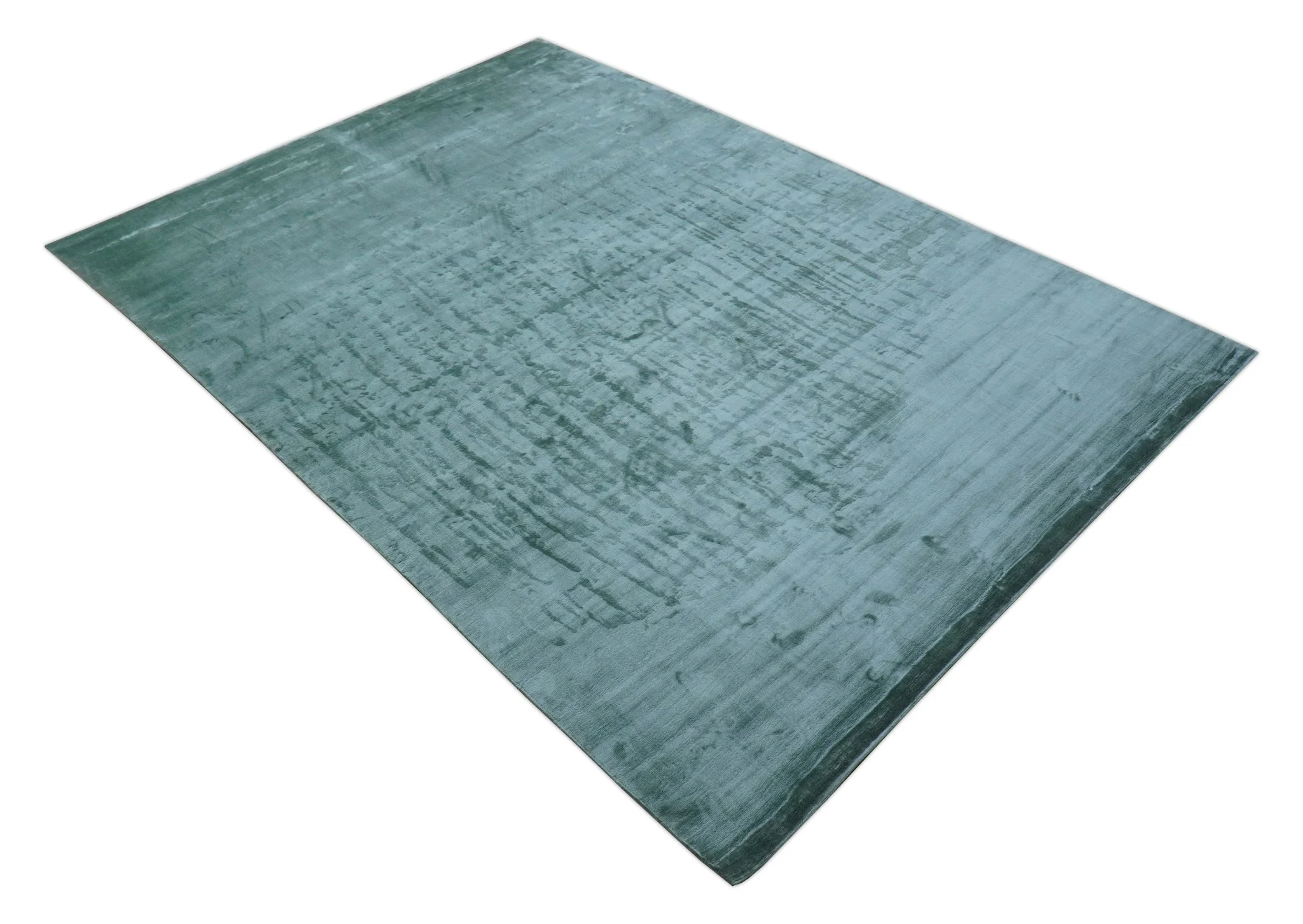 Modern Design Aqua Green Hand Loom 10x14 Art Silk Rug - Image 10