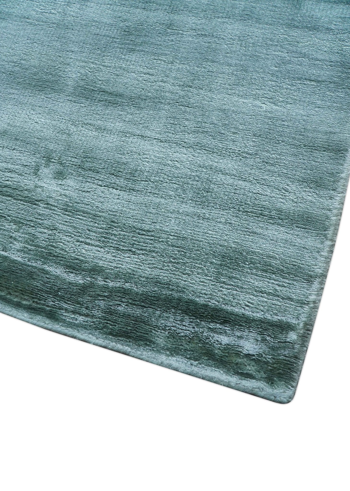 Modern Design Aqua Green Hand Loom 10x14 Art Silk Rug - Image 5