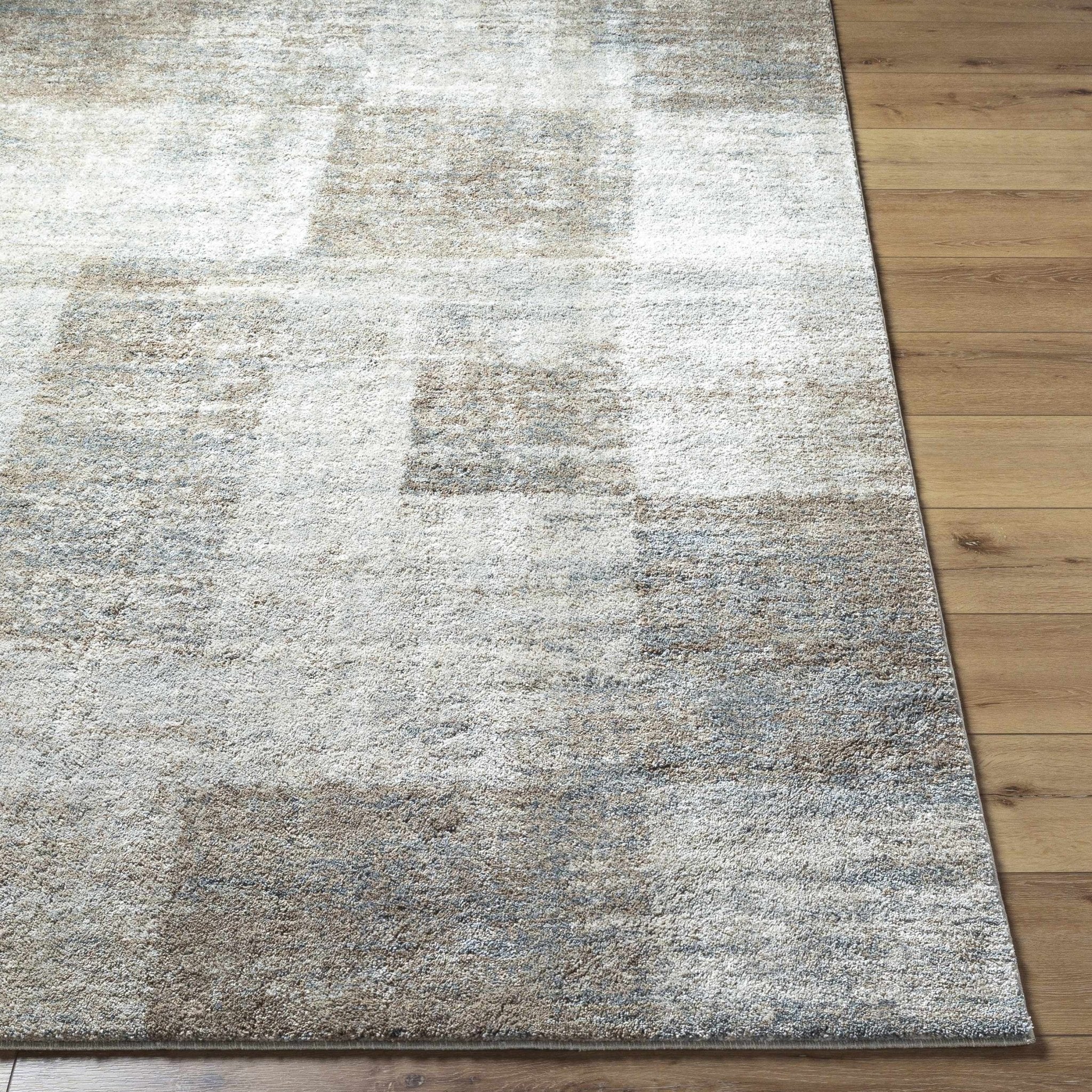 Modern Abstract Design Gray And Tan Rug - Image 2