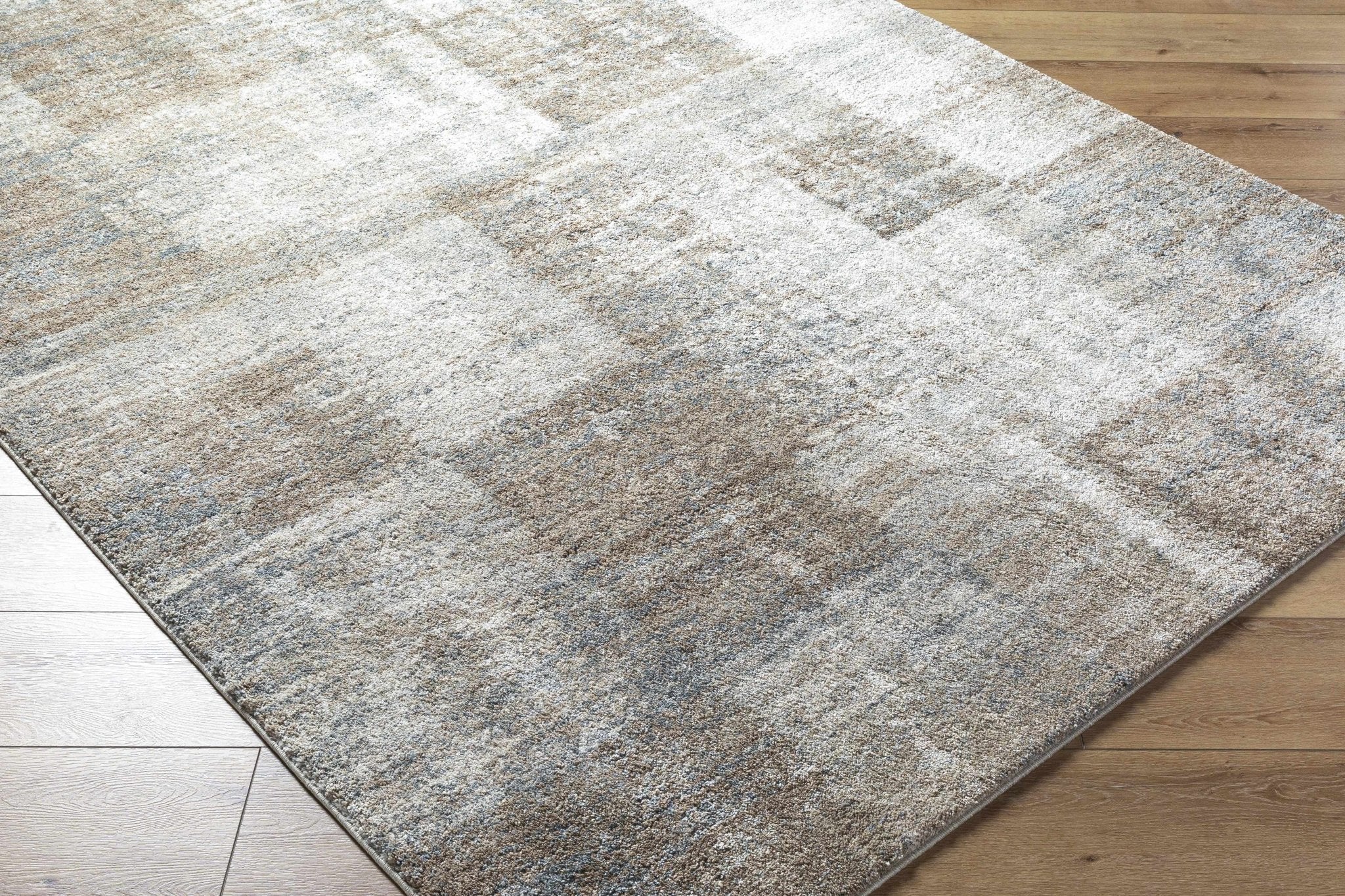 Modern Abstract Design Gray And Tan Rug - Image 3