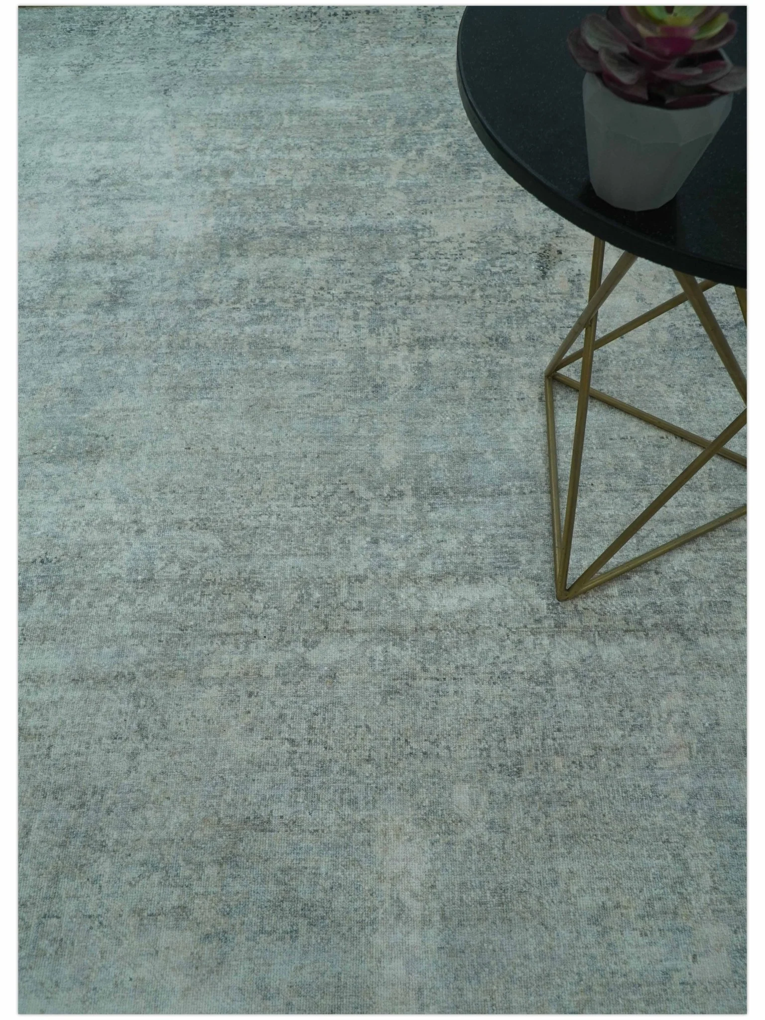 Modern Abstract Design Gray 8x10 Hand Knotted Art Silk Rug - Image 3