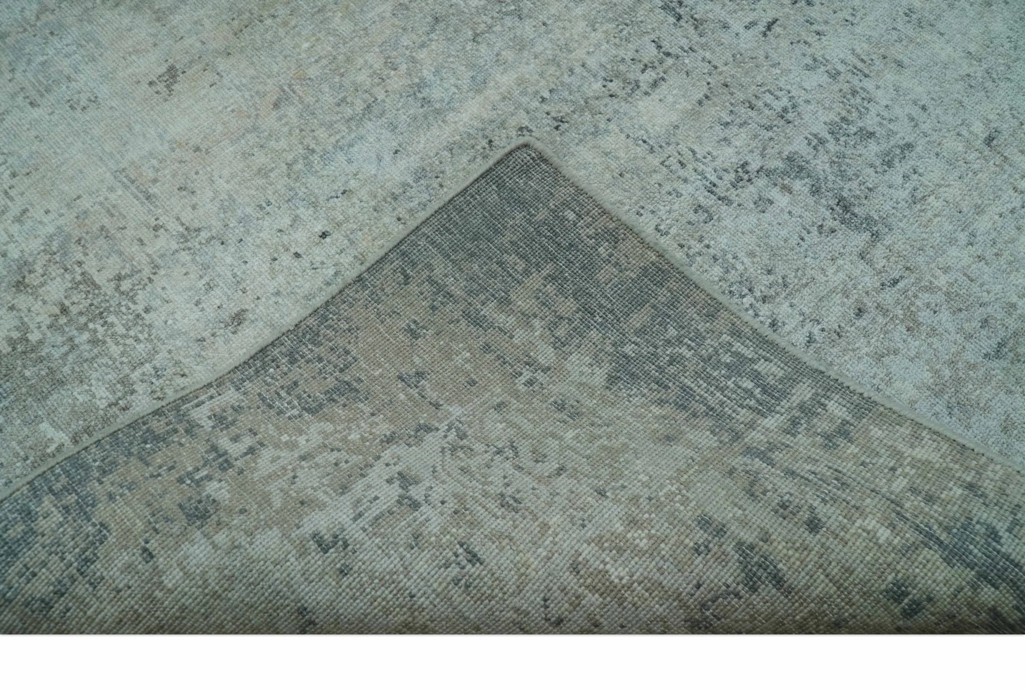 Modern Abstract Design Gray 8x10 Hand Knotted Art Silk Rug - Image 7
