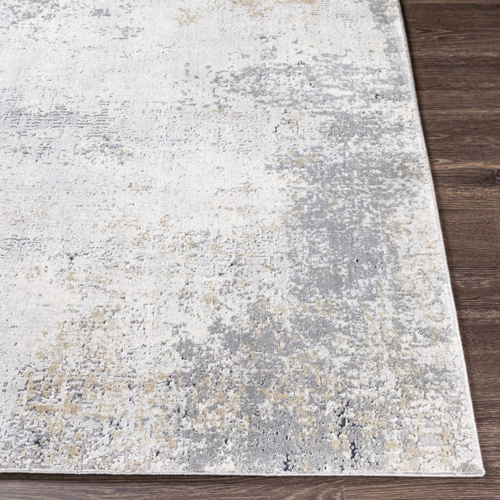 Modern Abstract Design Gray Machine Woven Rug - Image 6