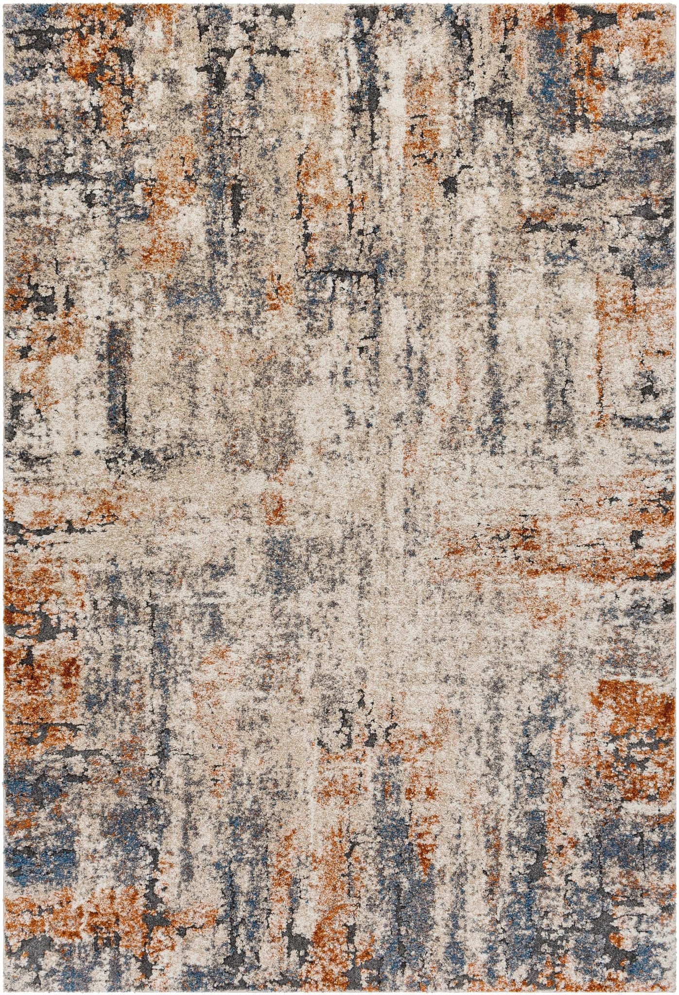 Modern Abstract Design Ivory Machine Woven Rug - Image 2