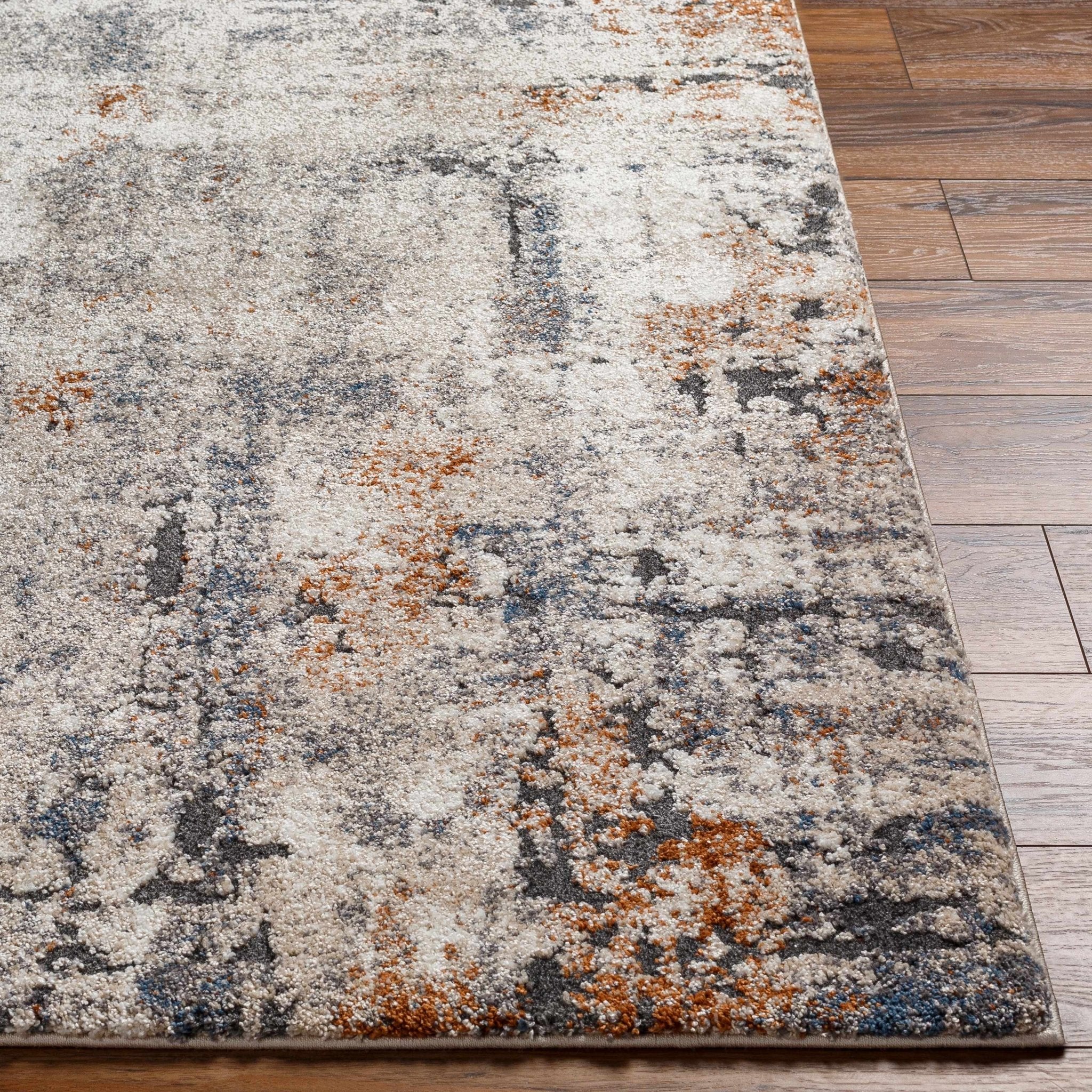 Modern Abstract Design Ivory Machine Woven Rug - Image 3