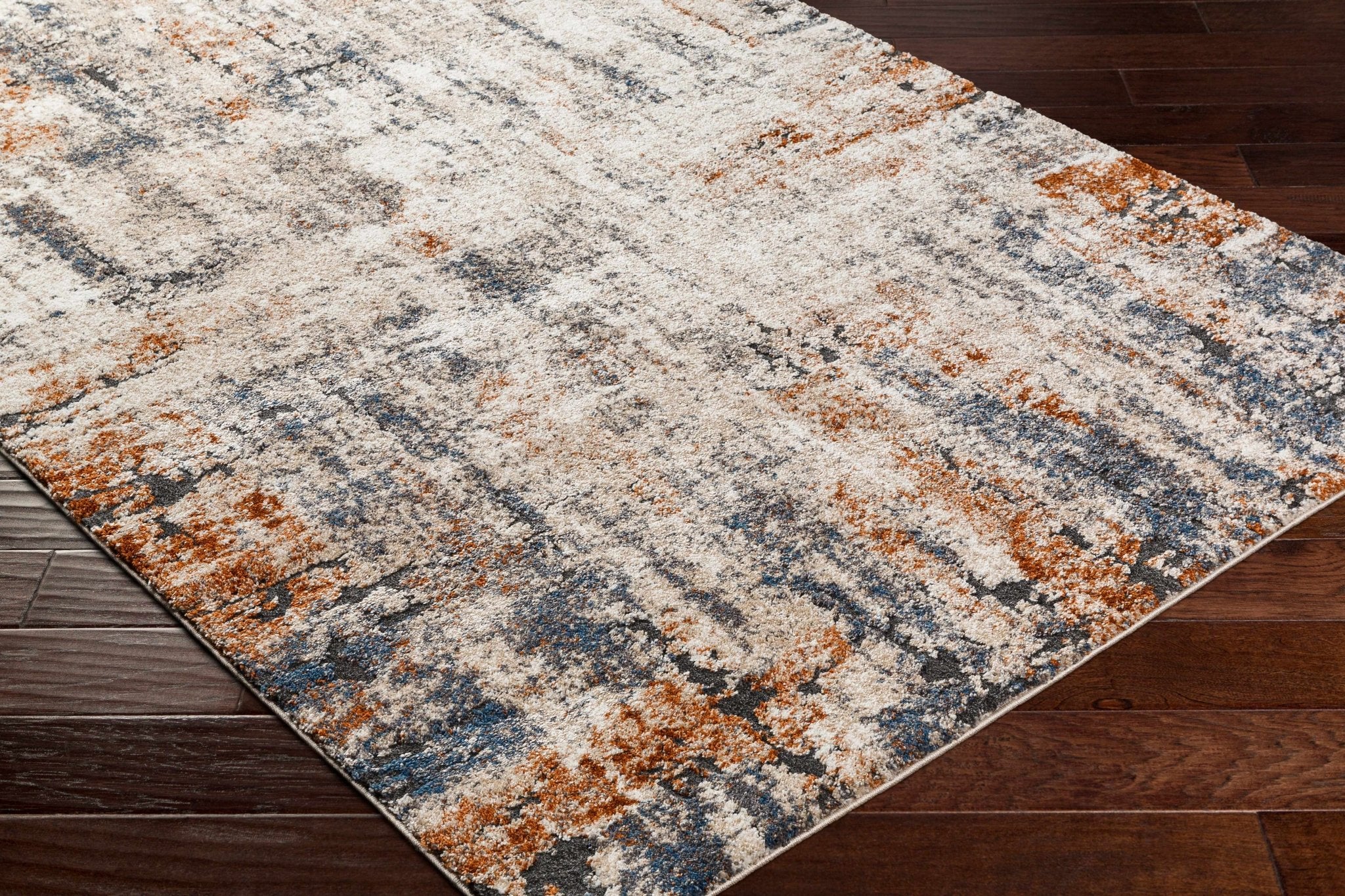 Modern Abstract Design Ivory Machine Woven Rug - Image 4
