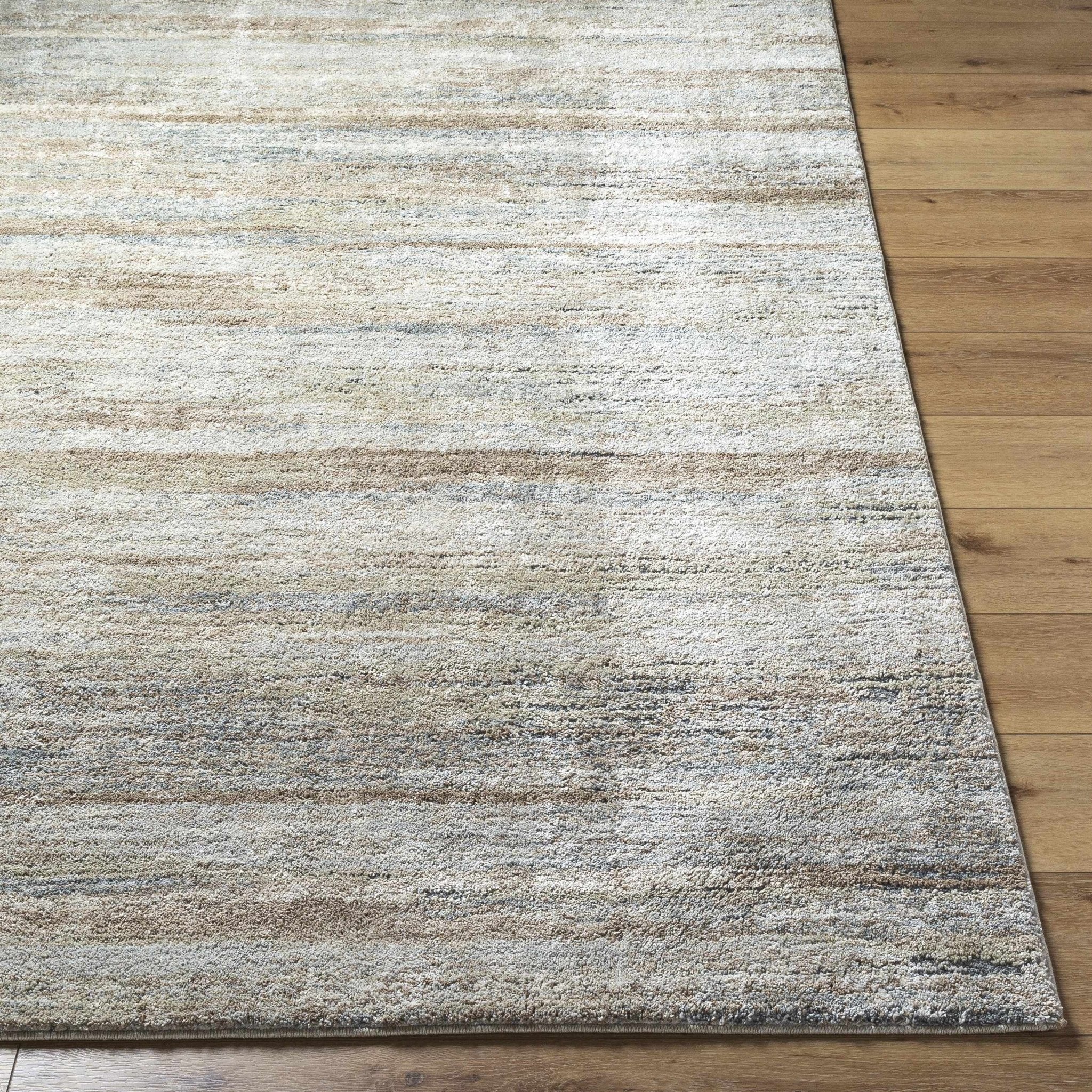Modern Abstract Design Tan Machine Woven Rug - Image 2