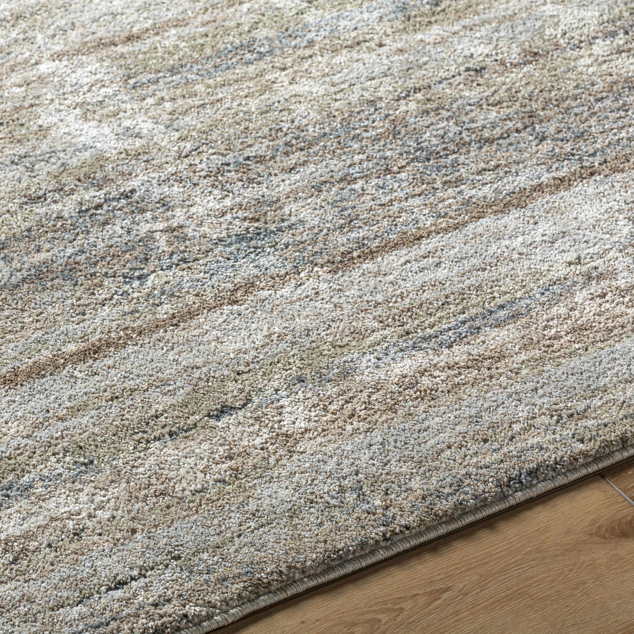 Modern Abstract Design Tan Machine Woven Rug - Image 5