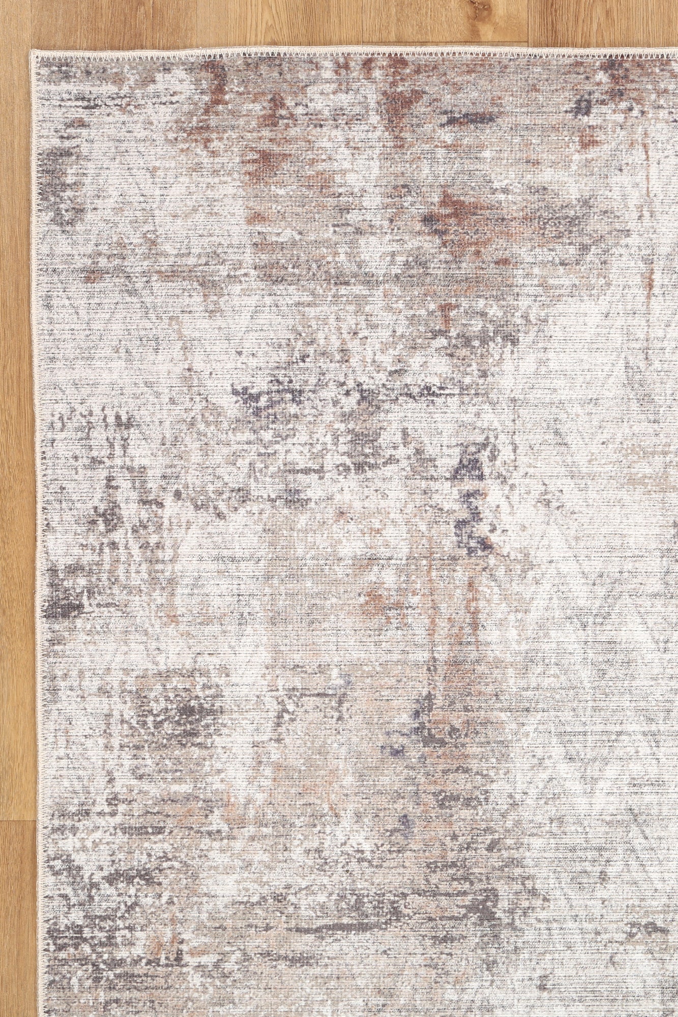 Modern Abstract Gray And Beige Machine Washable Rug - Image 4