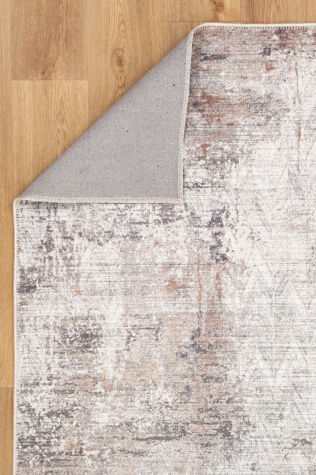 Modern Abstract Gray And Beige Machine Washable Rug - Image 5