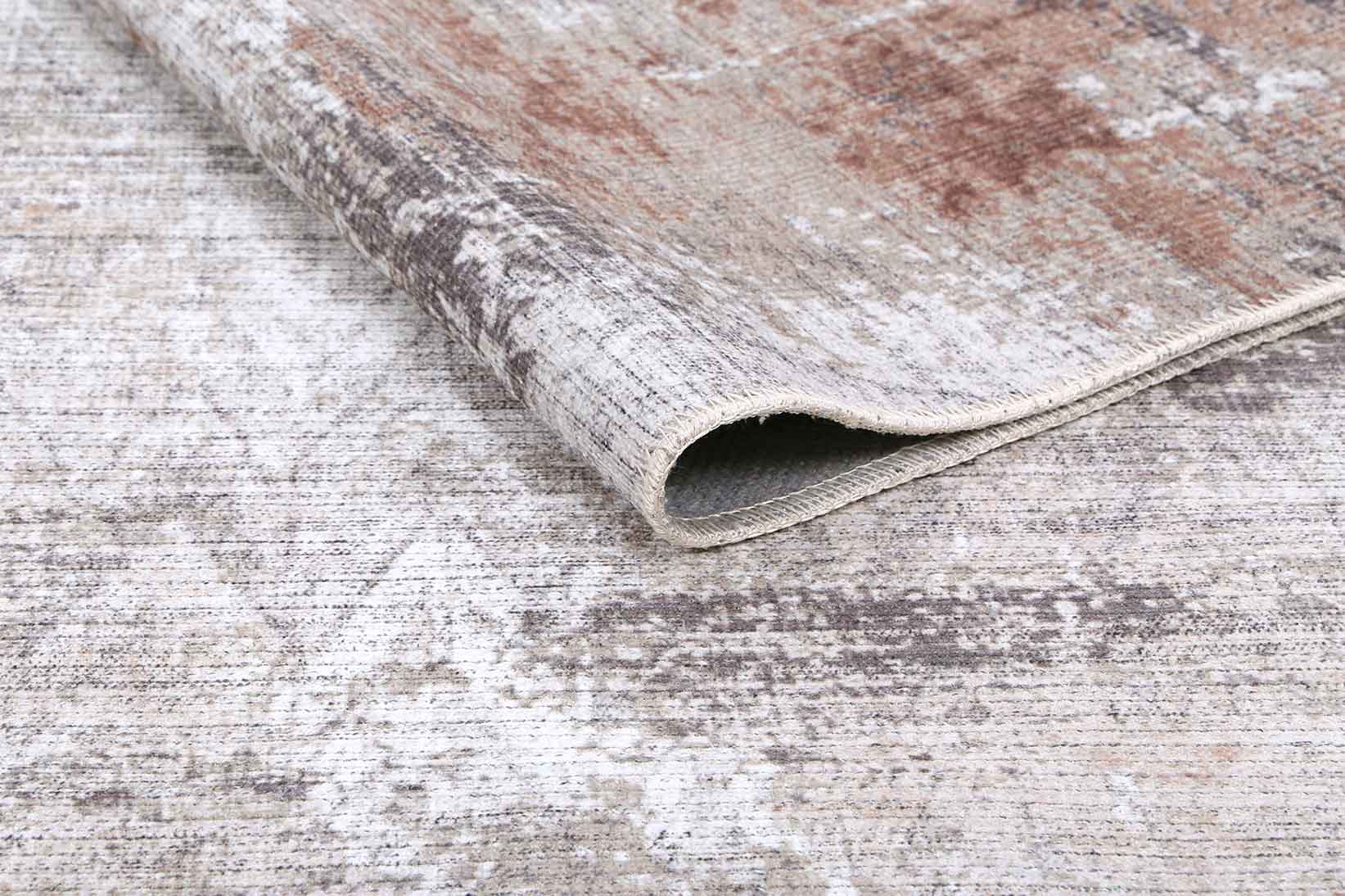 Modern Abstract Gray And Beige Machine Washable Rug - Image 6