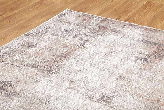 Modern Abstract Gray And Beige Machine Washable Rug - Image 7
