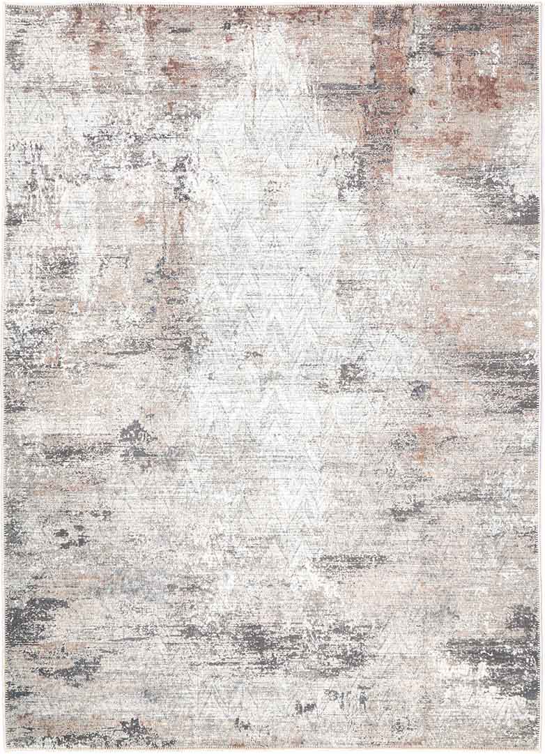 Modern Abstract Gray And Beige Machine Washable Rug - Image 8