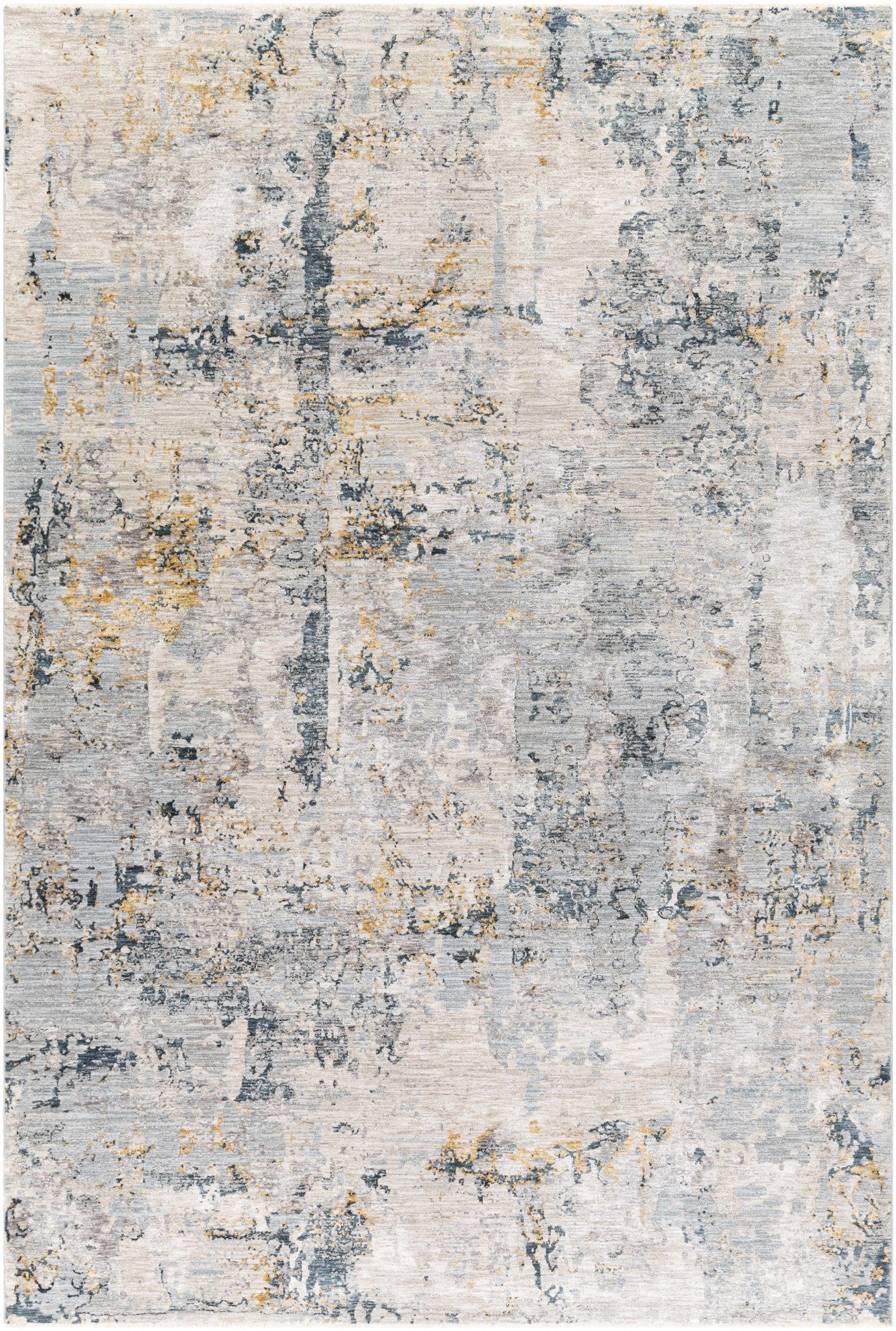 Modern Abstract Gray And Ivory Machine Woven Rug - Image 2