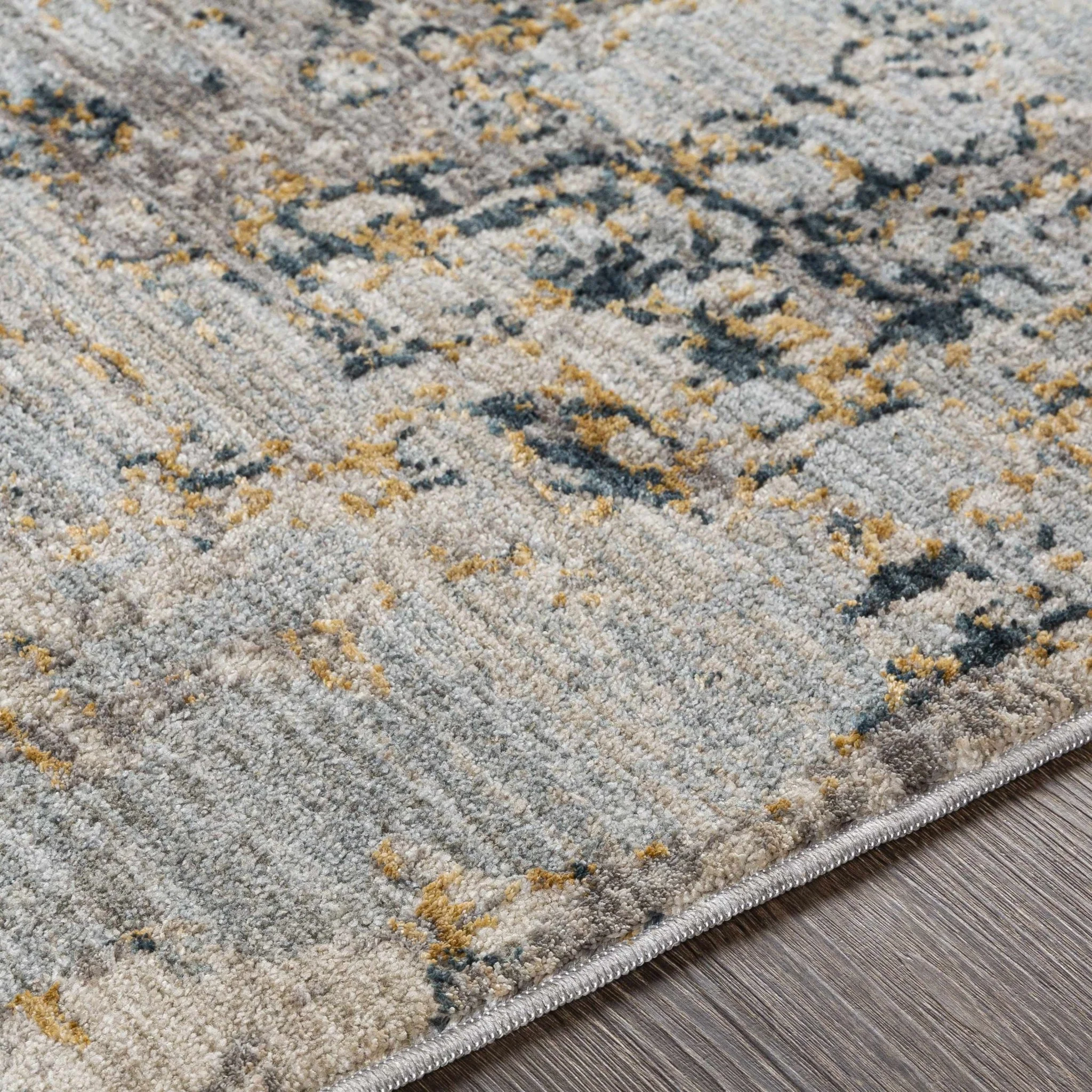 Modern Abstract Gray And Ivory Machine Woven Rug - Image 9
