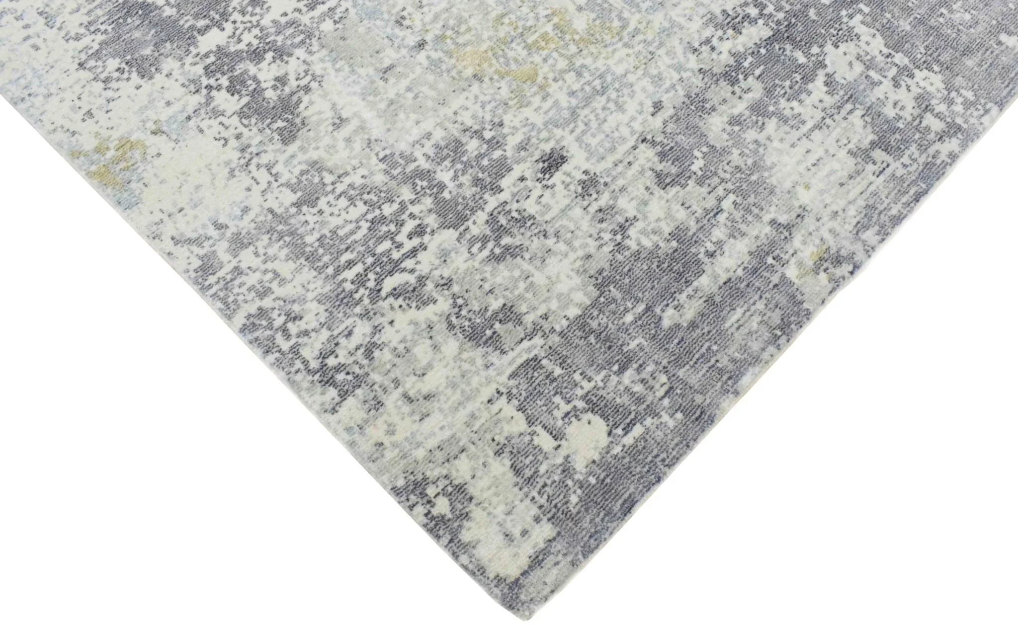 Modern Abstract Gray and Ivory Rug made with Art Silk | TRD10131 - Image 3