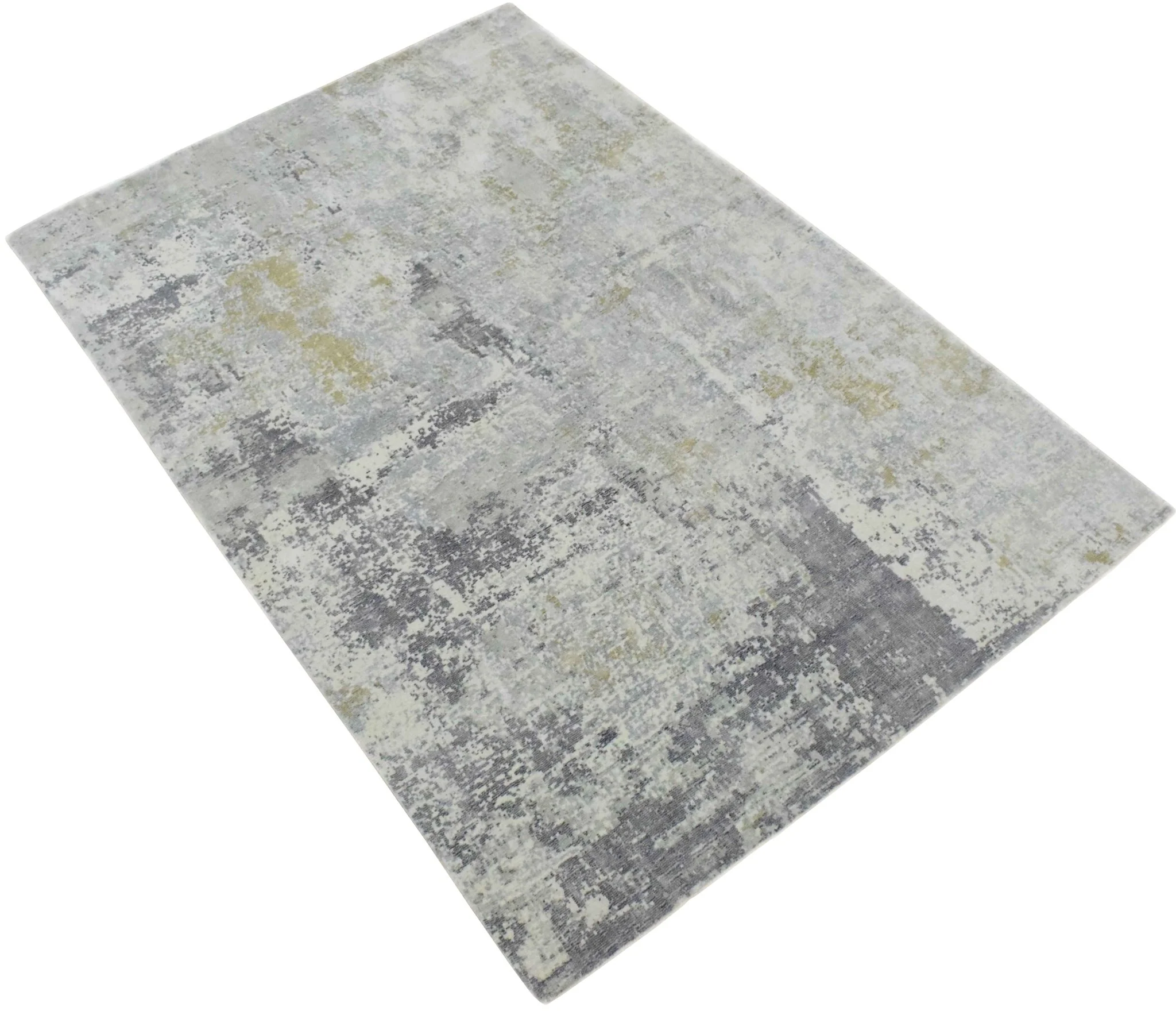Modern Abstract Gray and Ivory Rug made with Art Silk | TRD10131 - Image 4