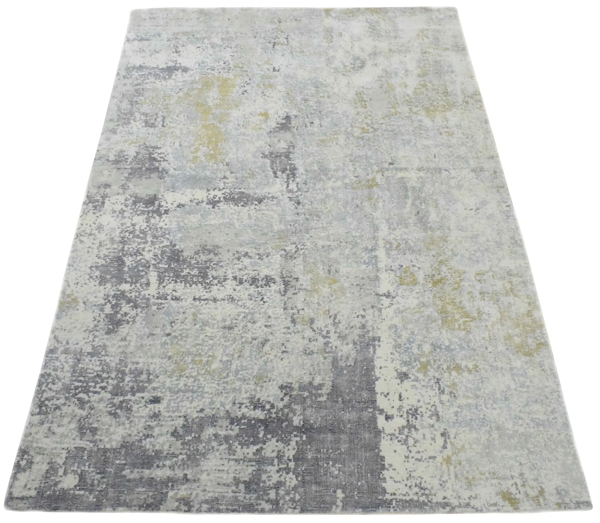 Modern Abstract Gray and Ivory Rug made with Art Silk | TRD10131 - Image 5
