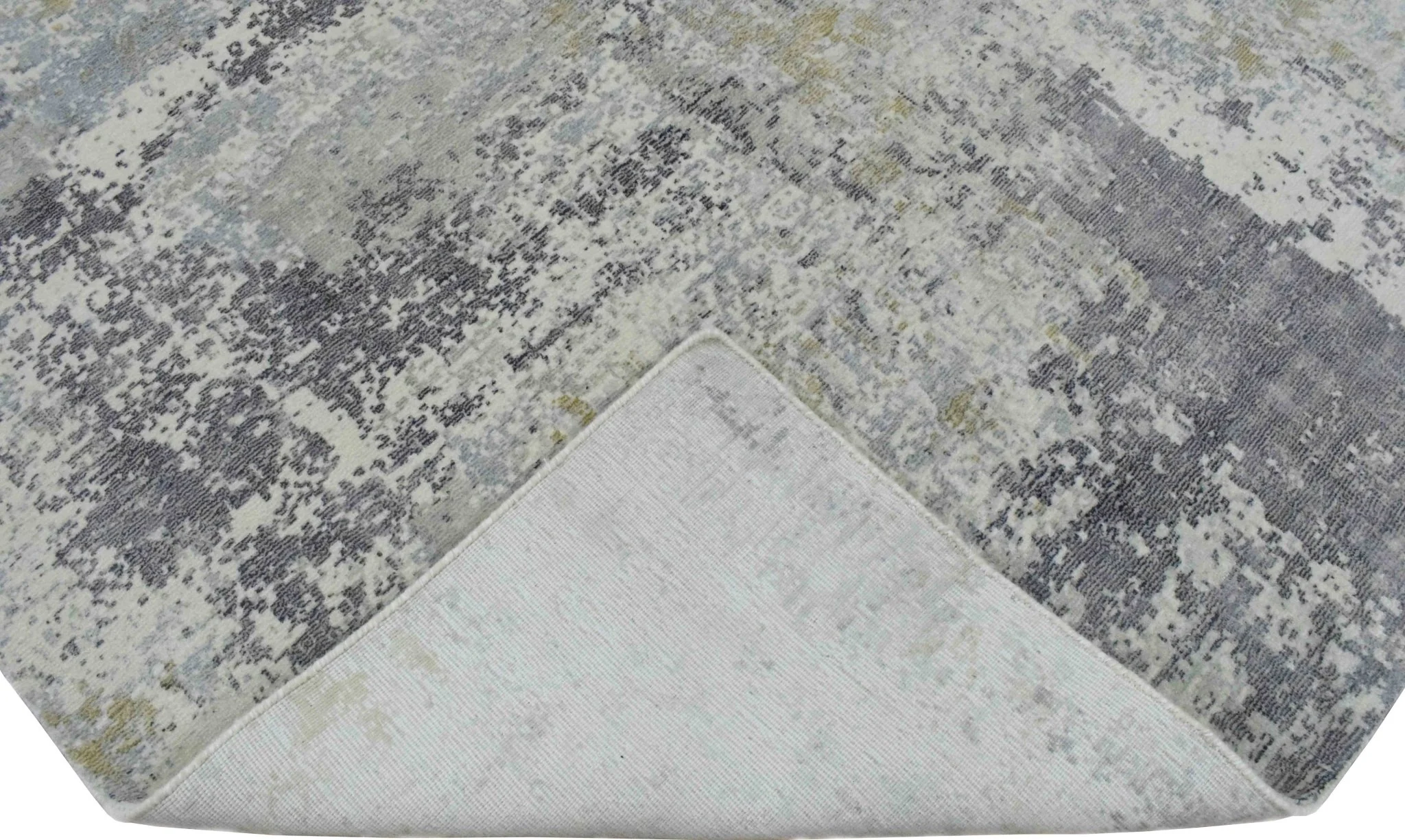 Modern Abstract Gray and Ivory Rug made with Art Silk | TRD10131 - Image 6