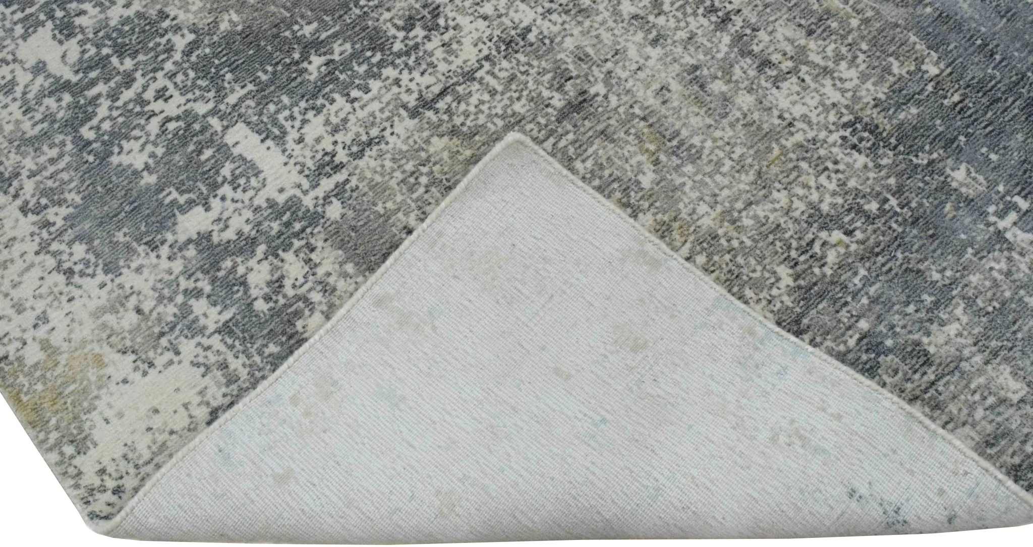 Modern Abstract Gray and Ivory Rug made with Art Silk | TRD10133 - Image 5