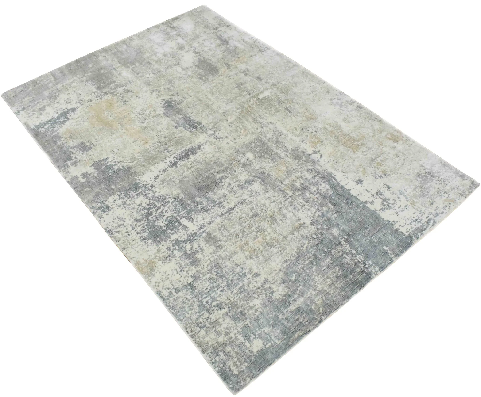 Modern Abstract Gray and Ivory Rug made with Art Silk | TRD10133 - Image 6