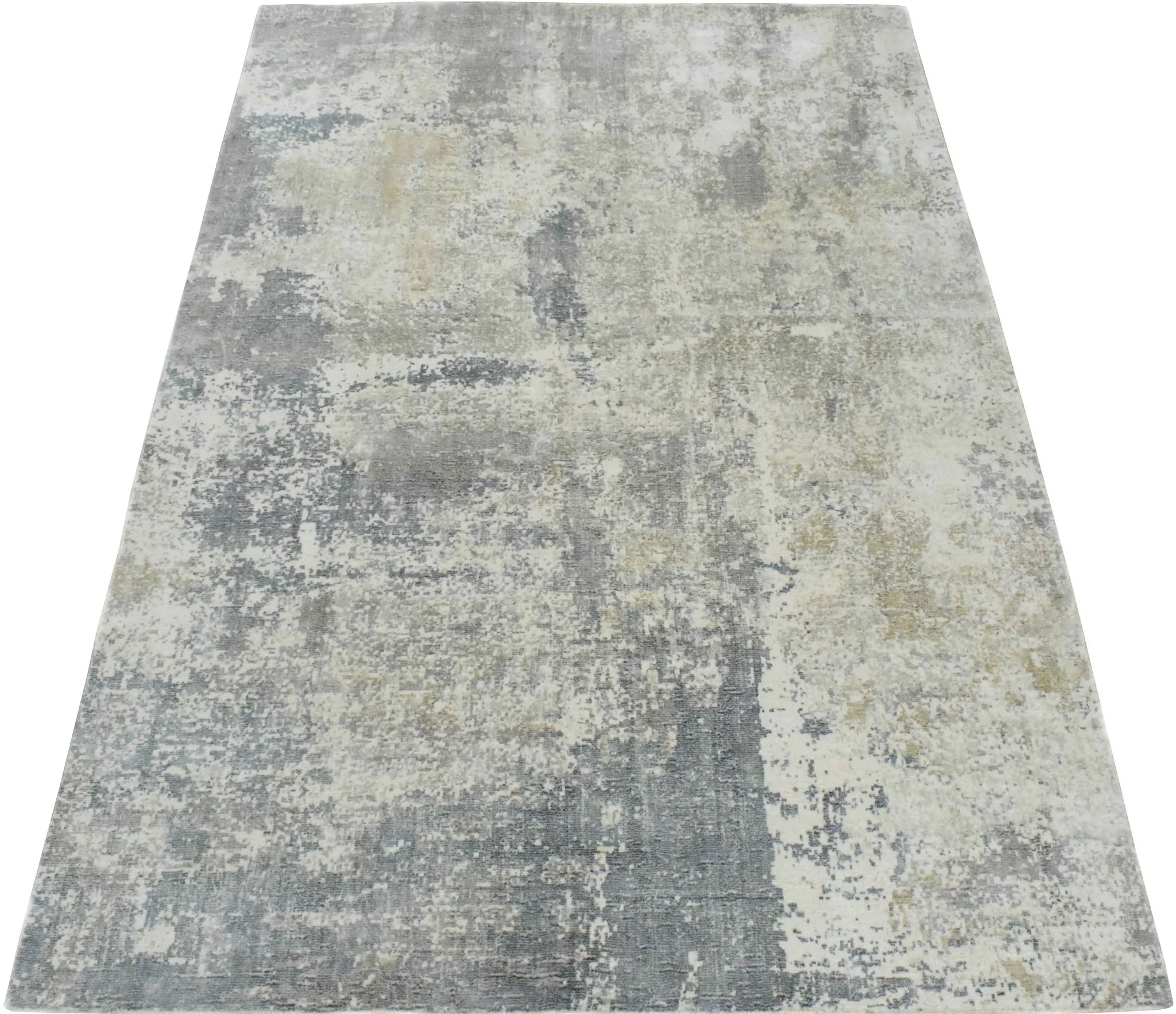Modern Abstract Gray and Ivory Rug made with Art Silk | TRD10133 - Image 7