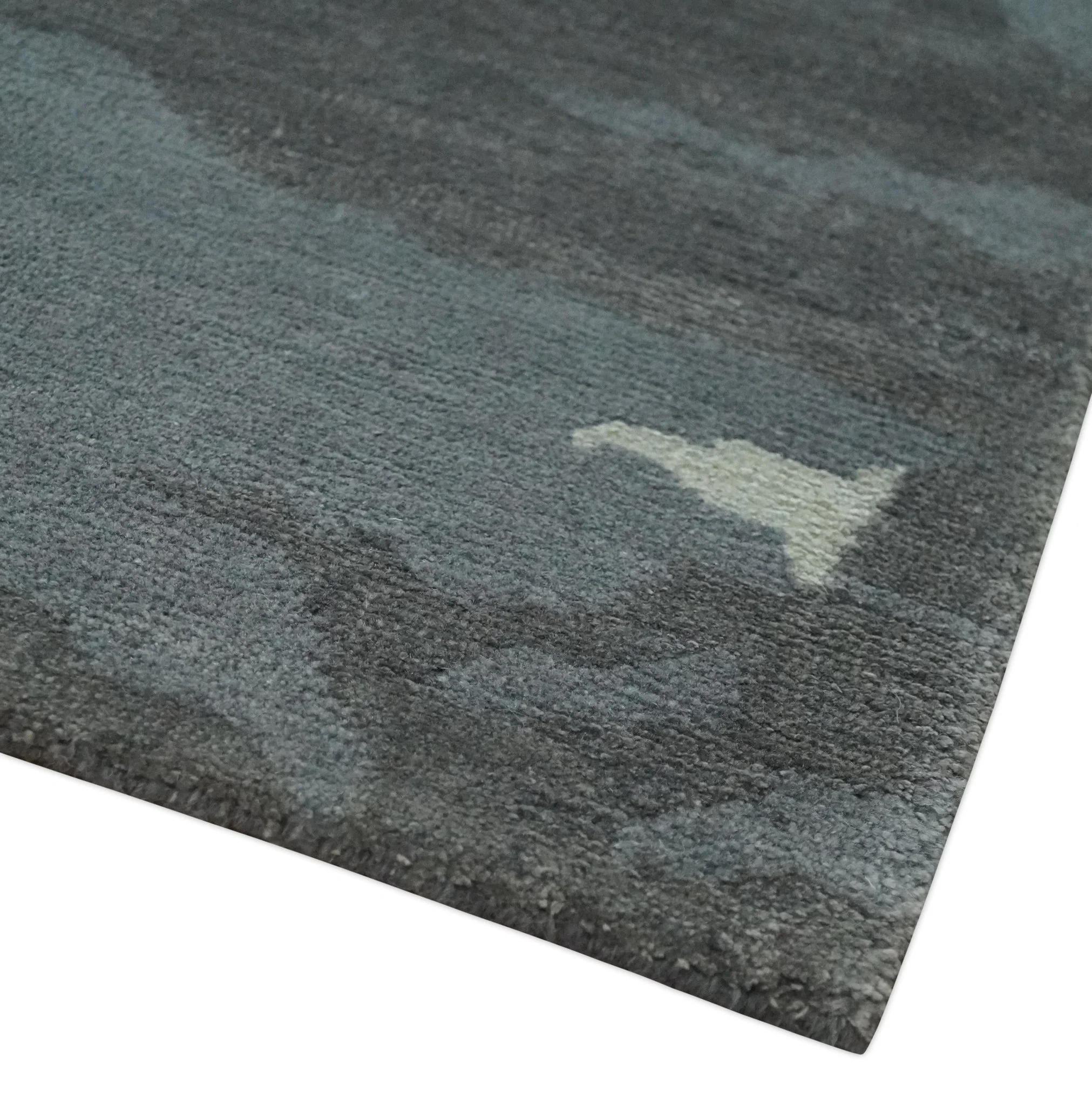 Modern Abstract Gray, Charcoal and Ivory Hand knotted 5x7 wool and Art Silk Area Rug - Image 5
