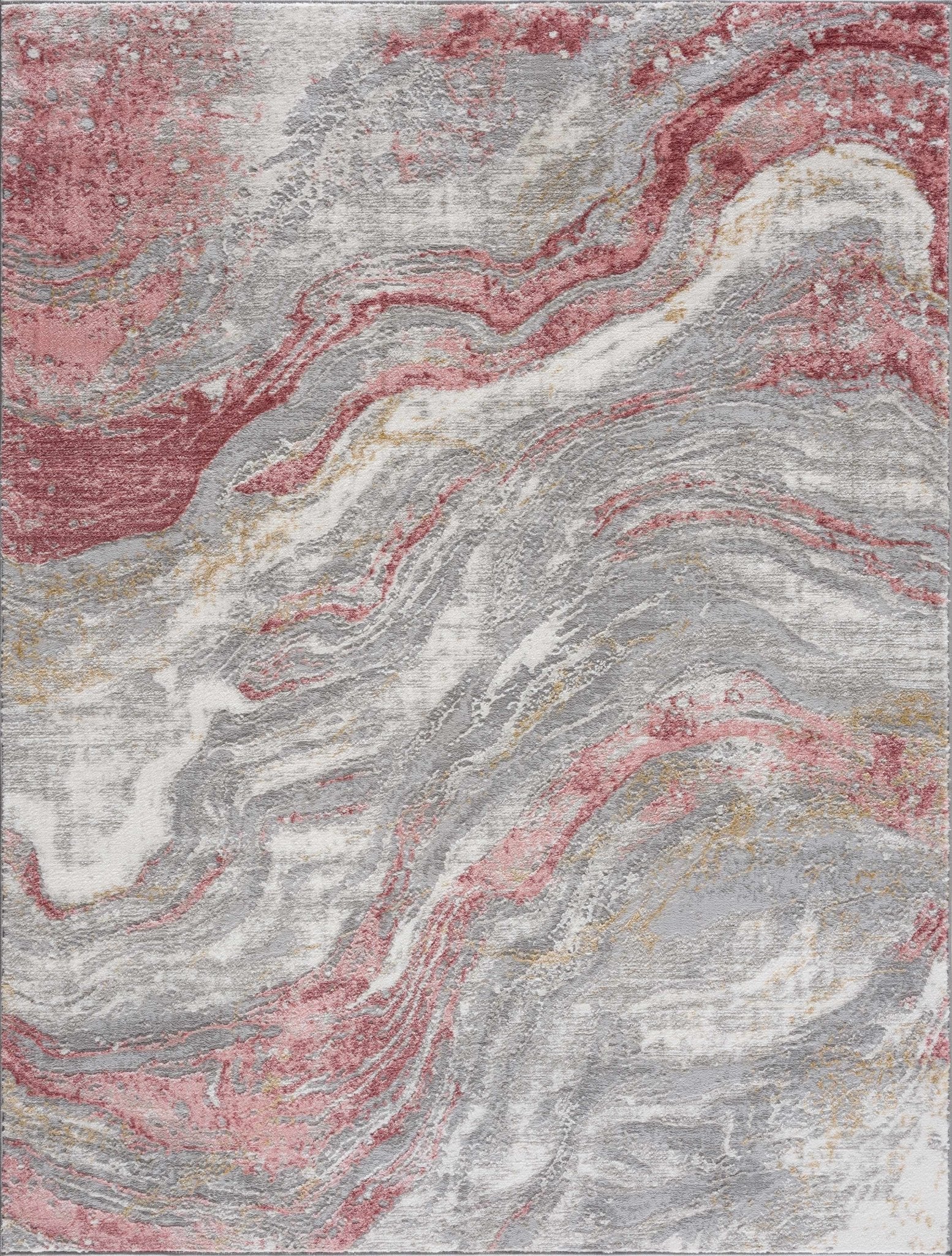 Modern Abstract Gray, Ivory and Maroon Multi Size Area Rug - Image 3