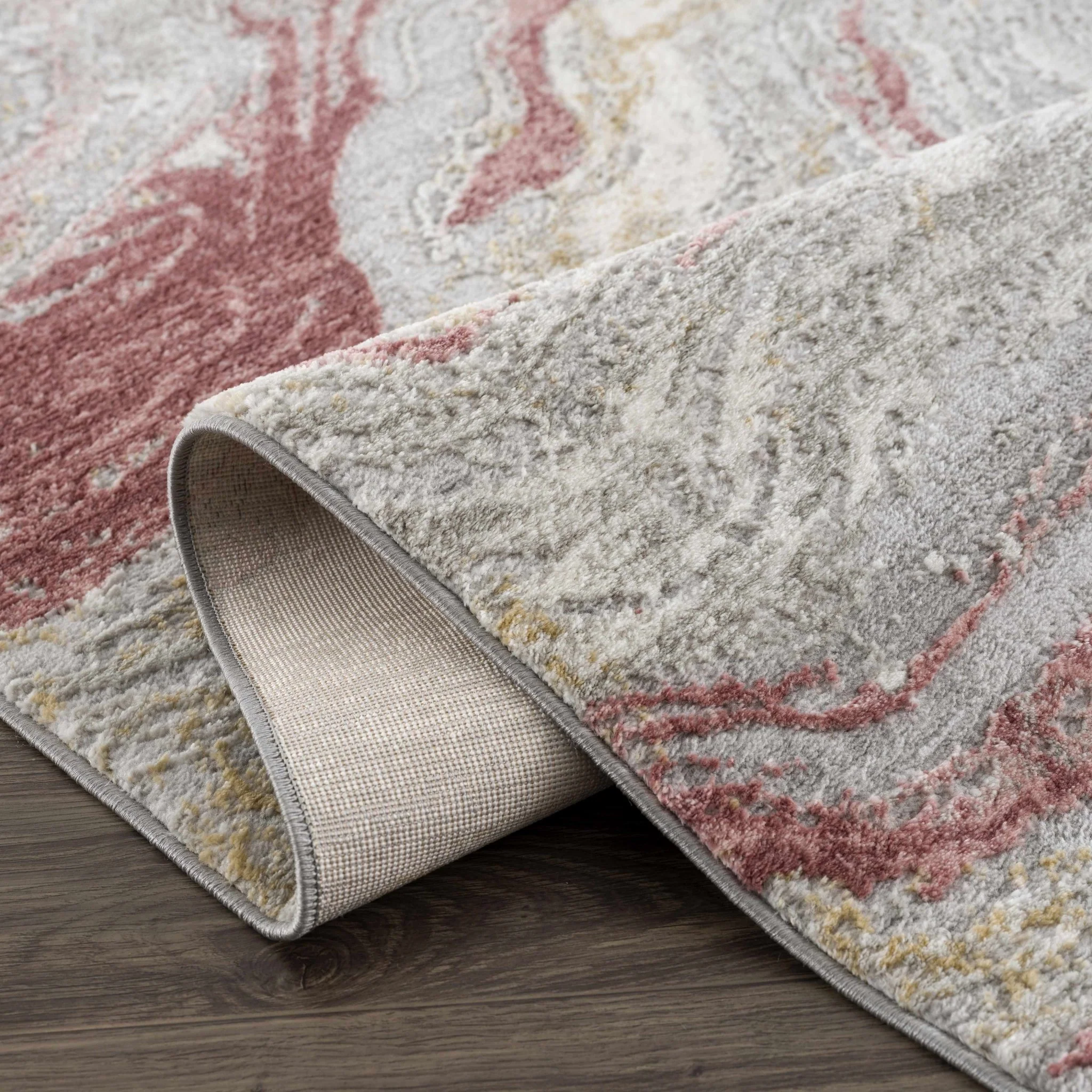 Modern Abstract Gray, Ivory and Maroon Multi Size Area Rug - Image 5