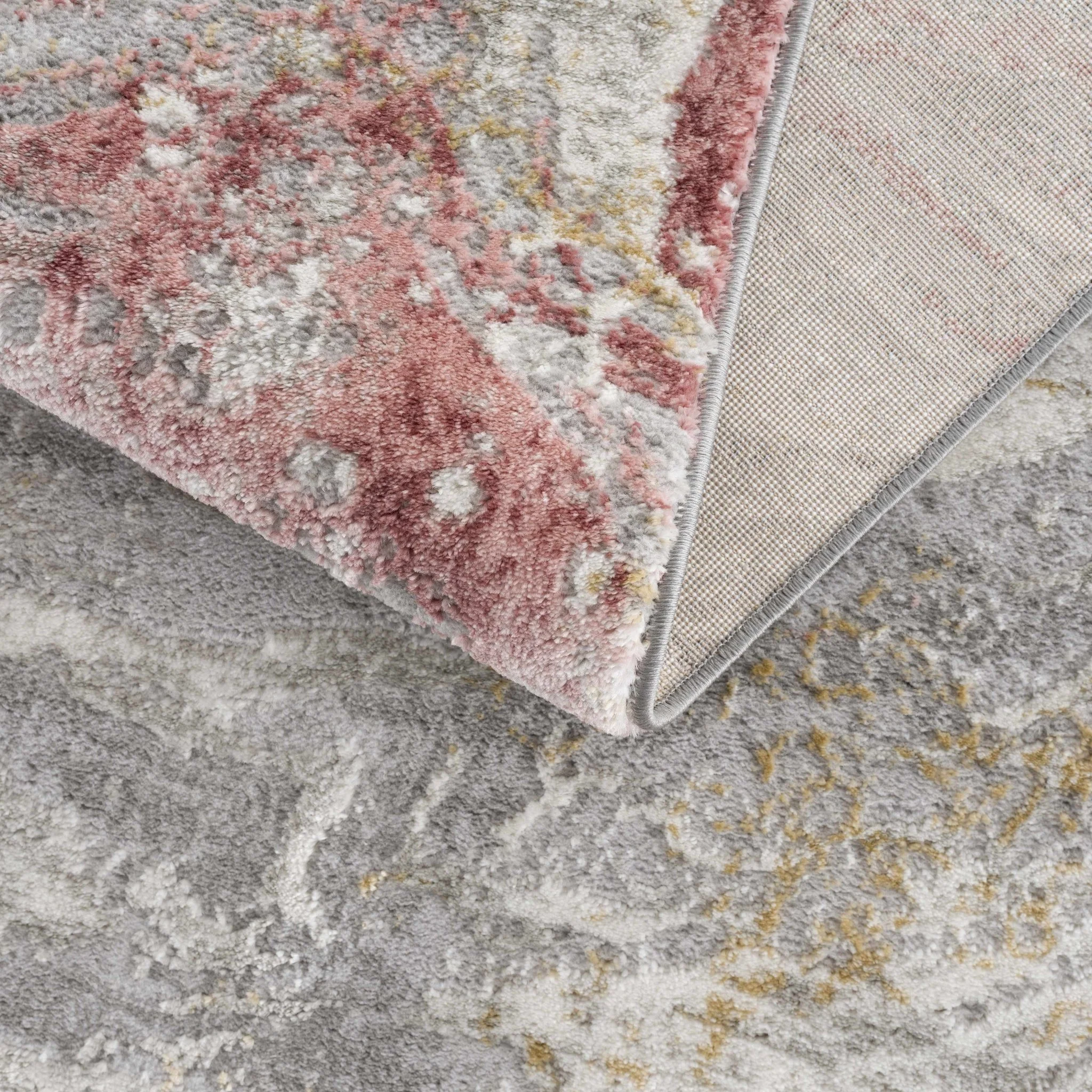 Modern Abstract Gray, Ivory and Maroon Multi Size Area Rug - Image 7