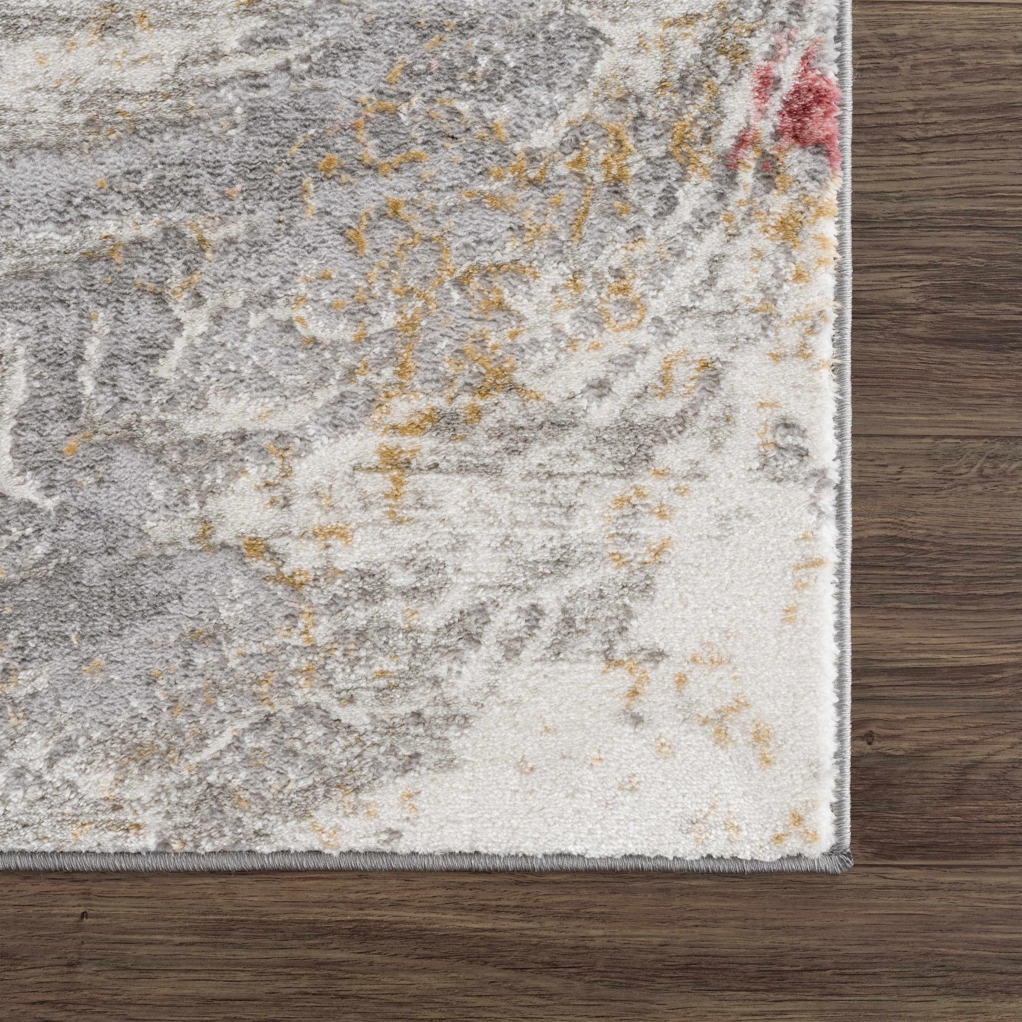 Modern Abstract Gray, Ivory and Maroon Multi Size Area Rug - Image 8
