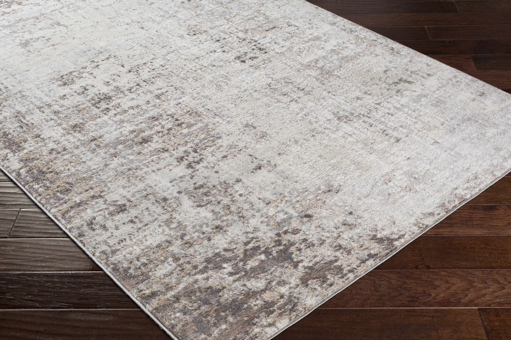 Modern Abstract Gray, Ivory and Peach Multi size Area Rug - Image 2