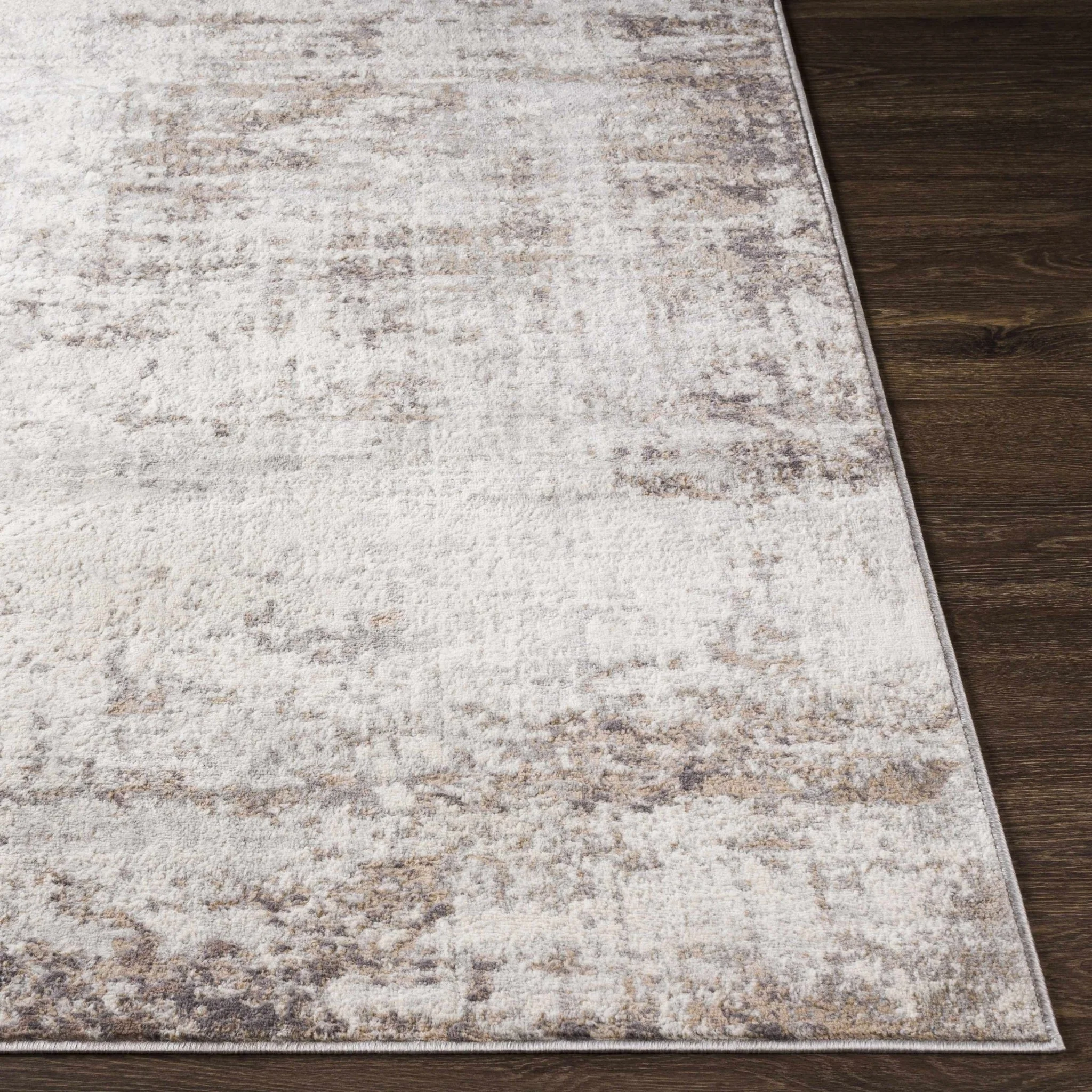 Modern Abstract Gray, Ivory and Peach Multi size Area Rug - Image 3