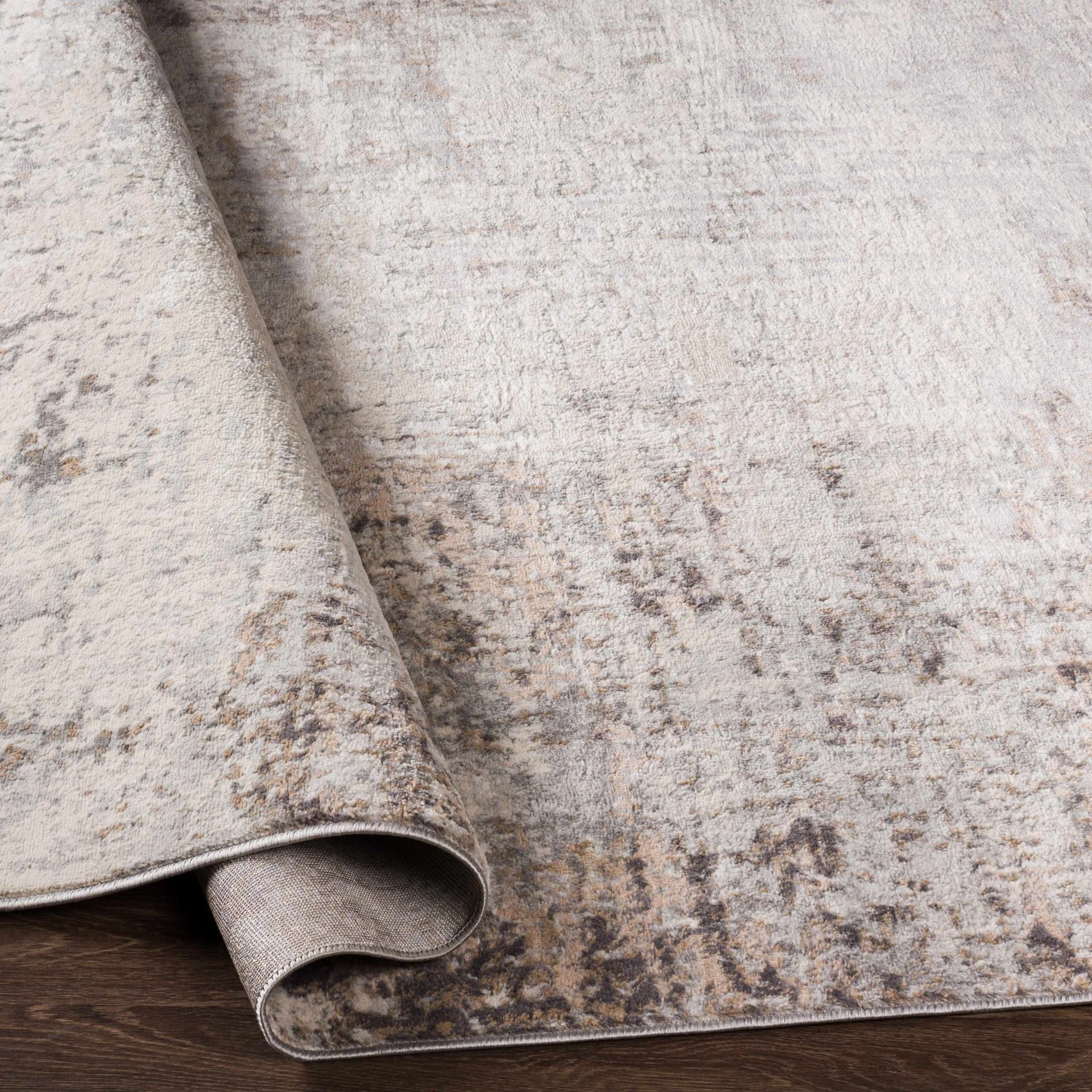 Modern Abstract Gray, Ivory and Peach Multi size Area Rug - Image 4