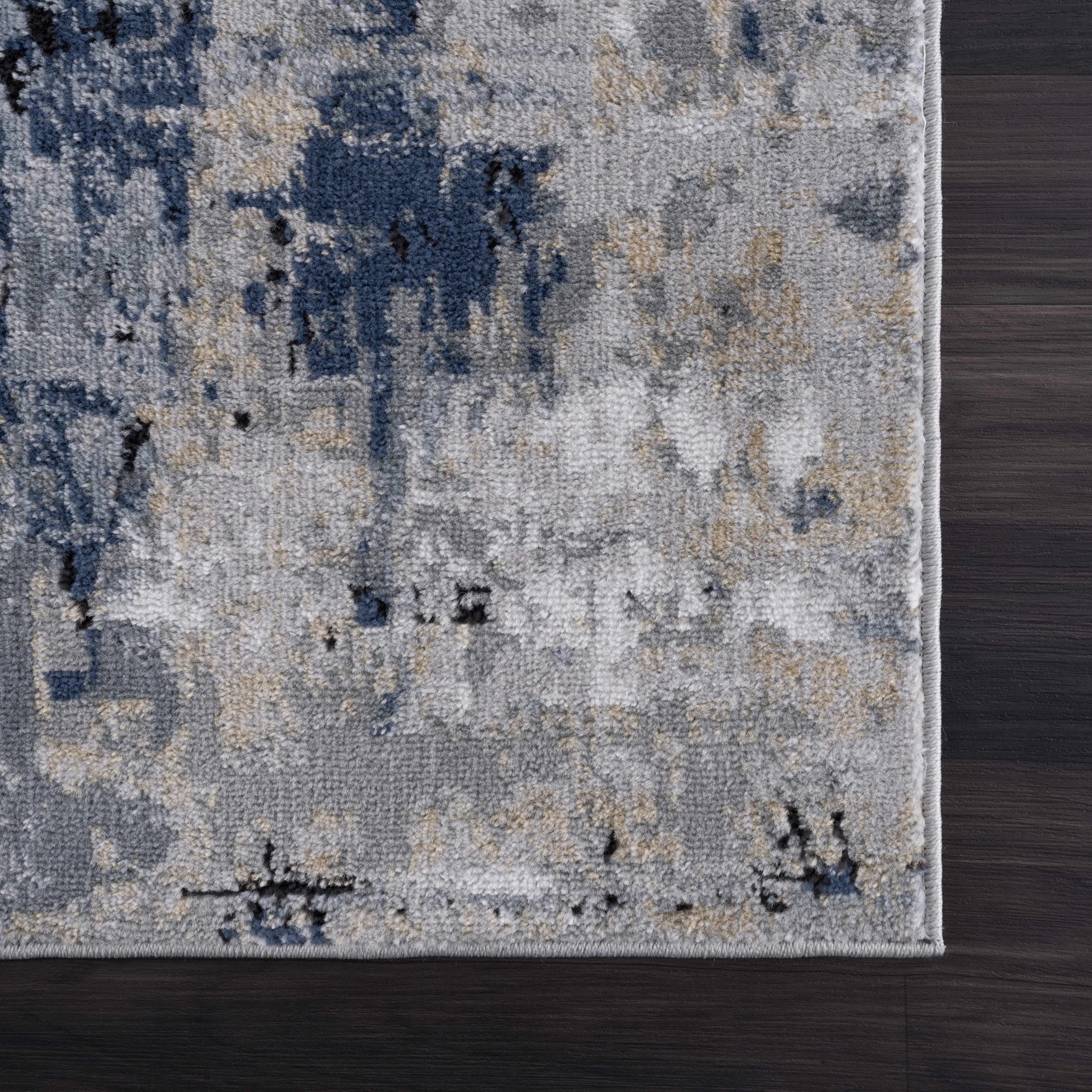 Modern abstract Gray, Silver, Blue and Charcoal Contemporary Area Rug - Image 13