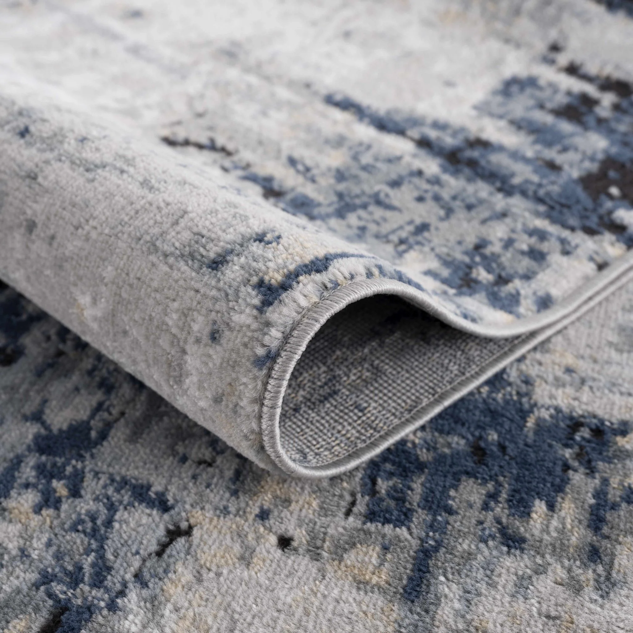 Modern abstract Gray, Silver, Blue and Charcoal Contemporary Area Rug - Image 14