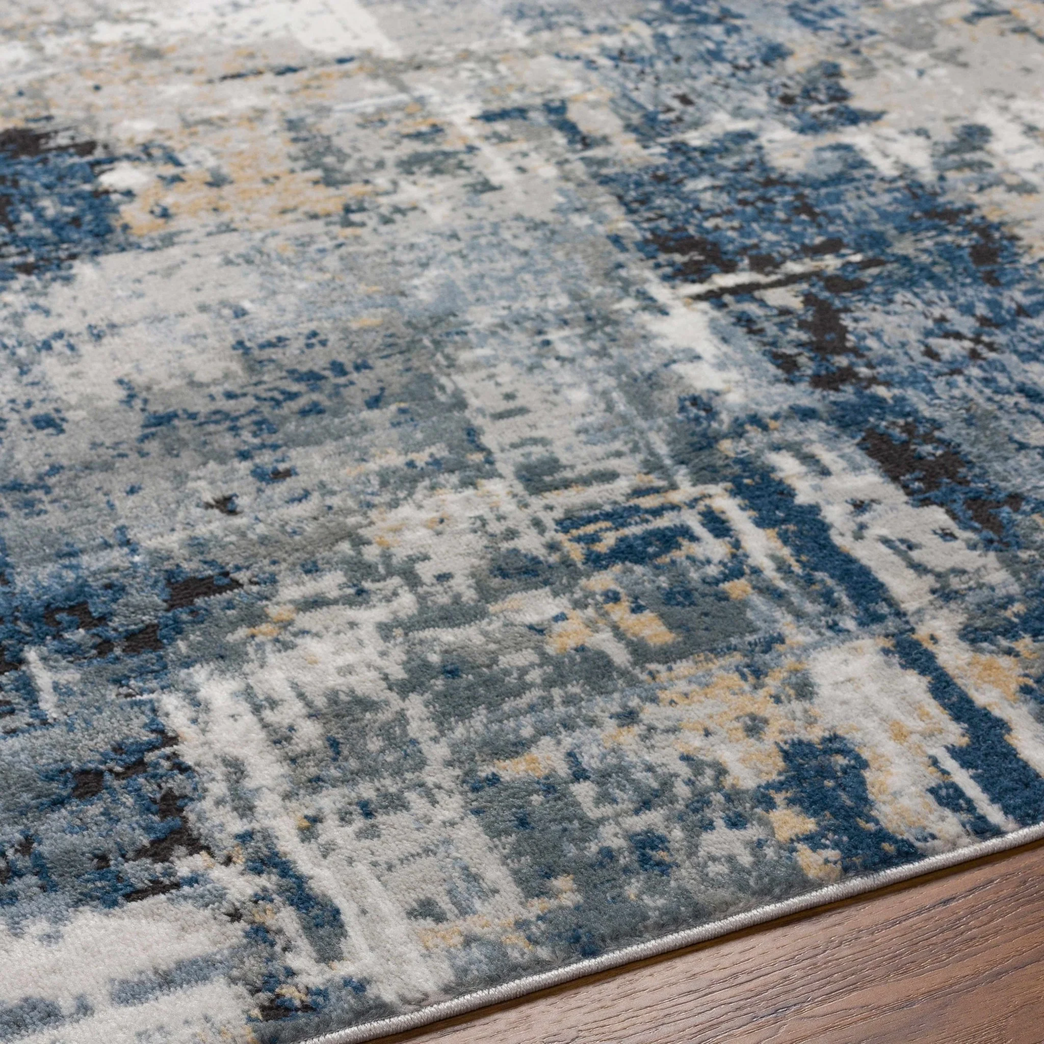 Modern abstract Gray, Silver, Blue and Charcoal Contemporary Area Rug - Image 20